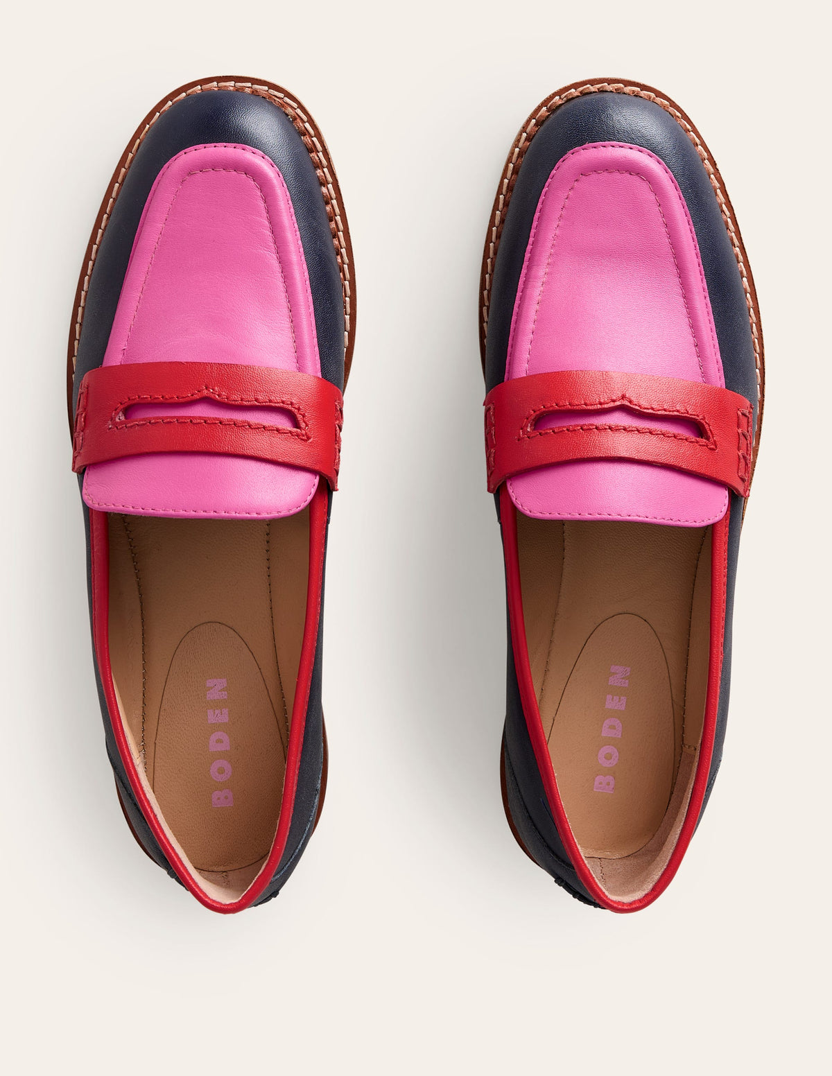 Nya Penny Loafers-Navy/Pink Tourmaline - Image 5