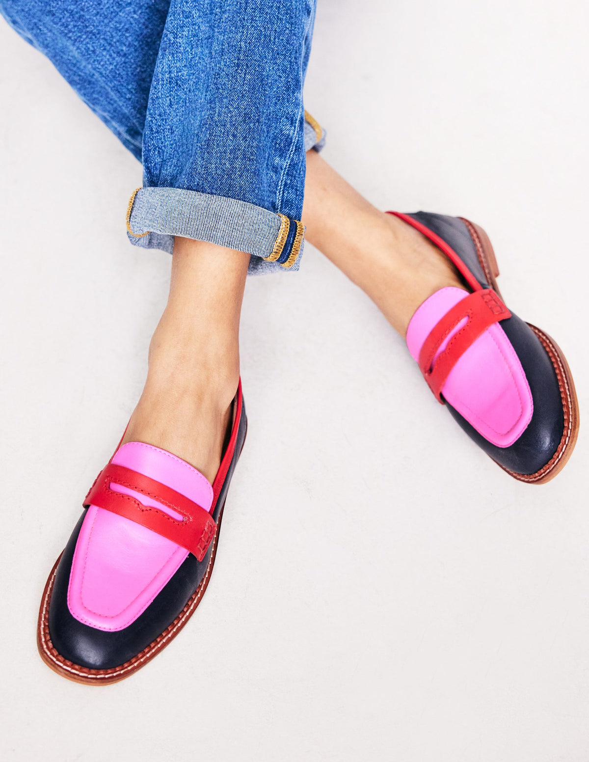 Nya Penny Loafers-Navy/Pink Tourmaline - Image 2