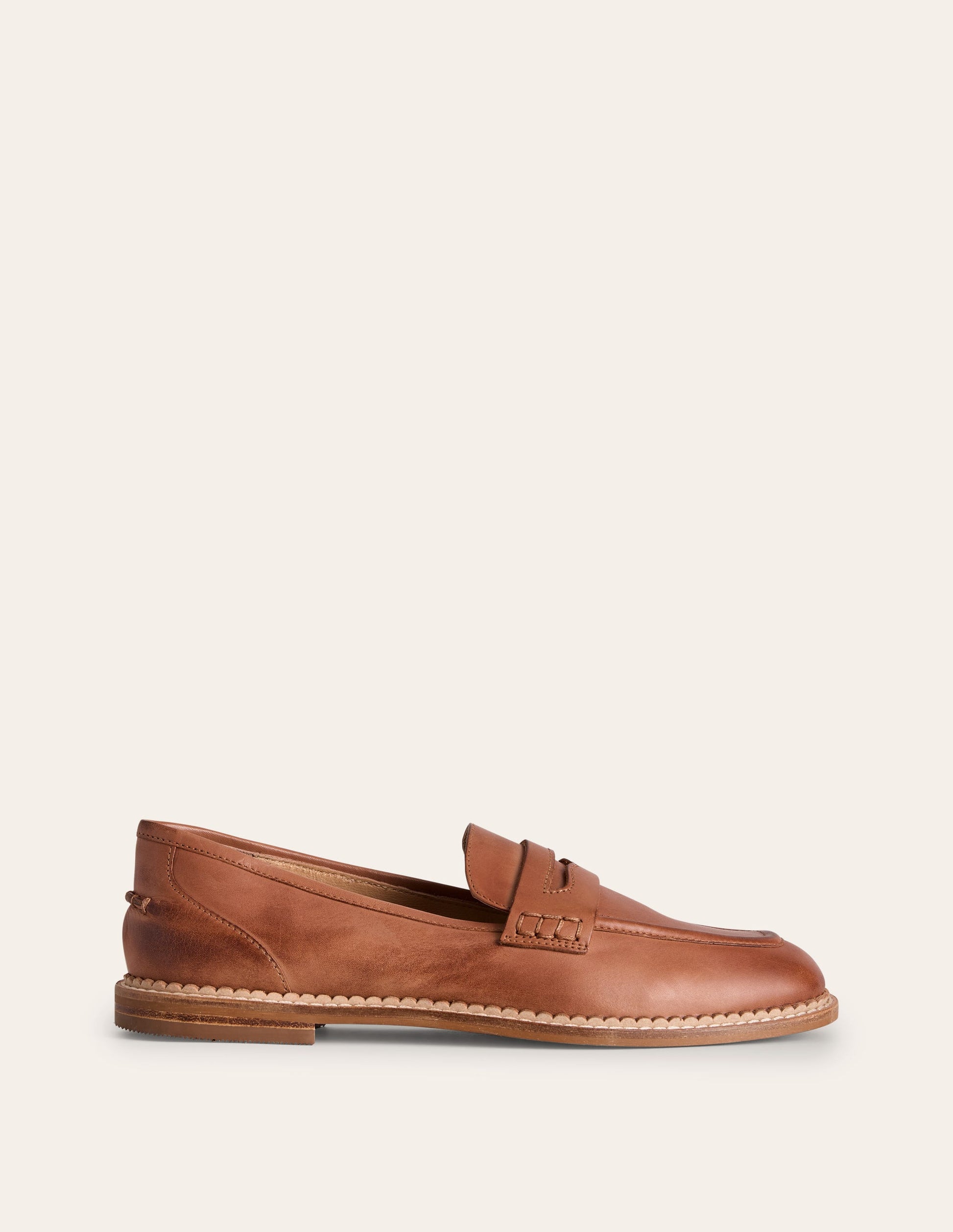 Nya Penny Loafers-Tan Burnished Leather Boden UK