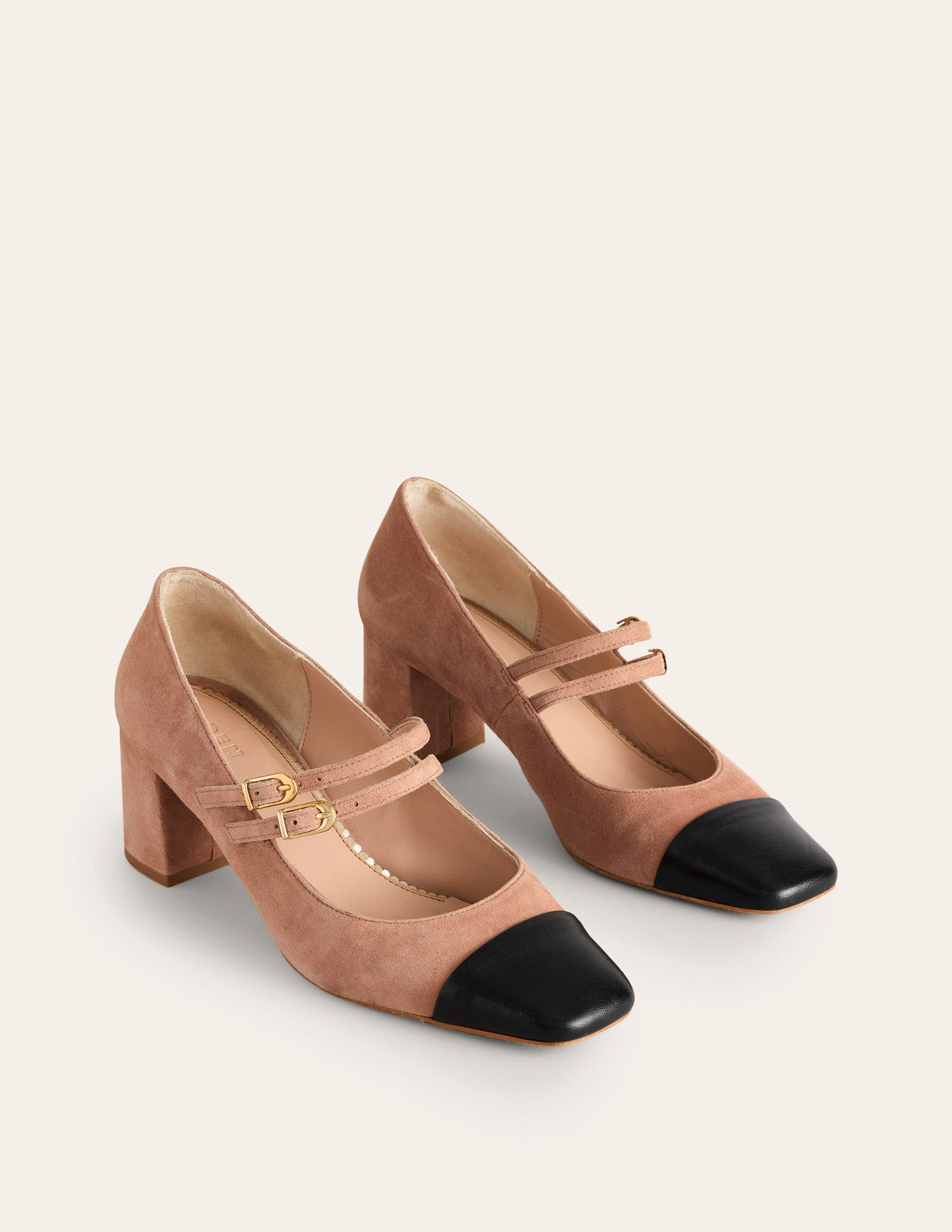 Block Heel Pump-Latte/Black Leather - Image 4