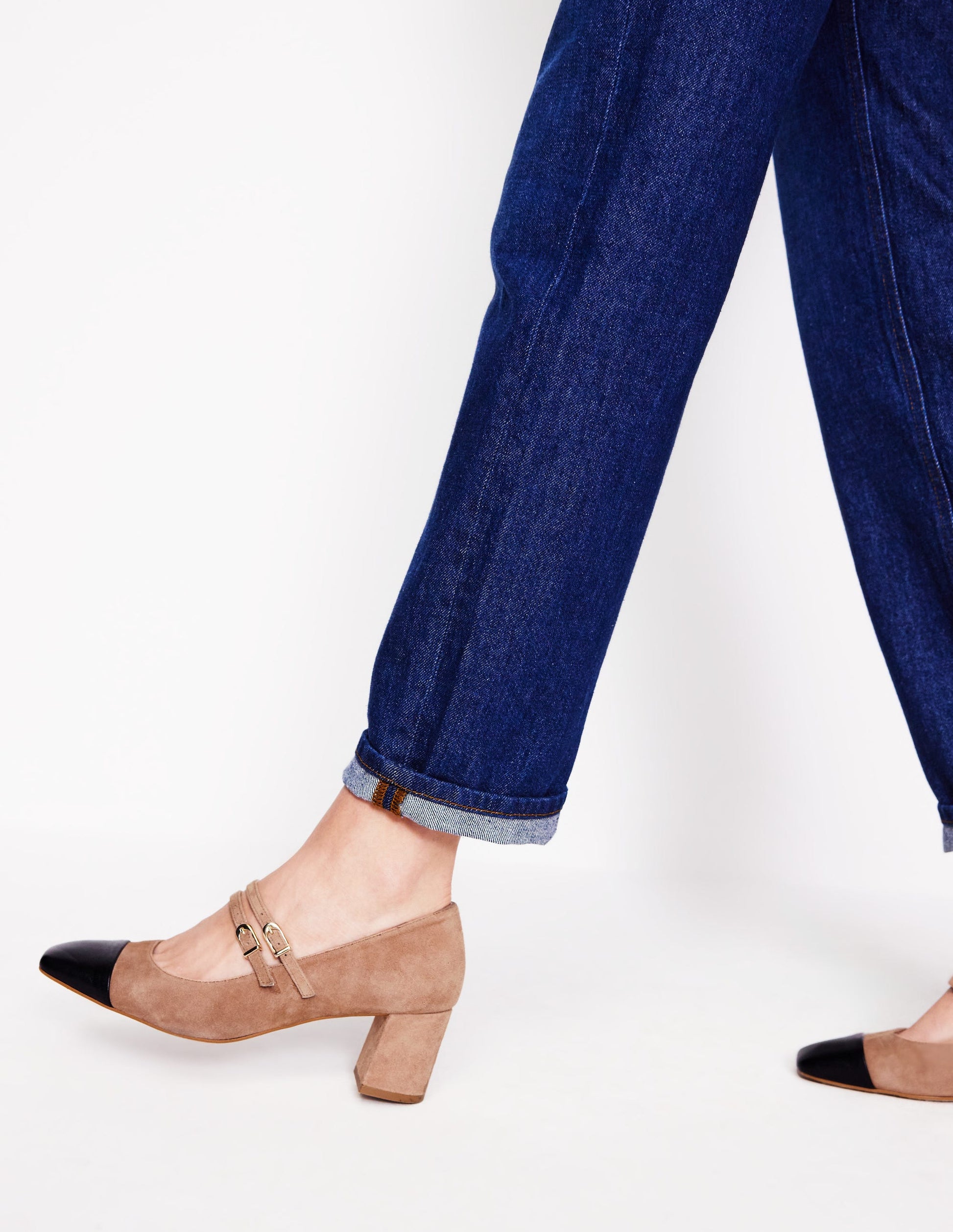 Block Heel Pump-Latte/Black Leather-1