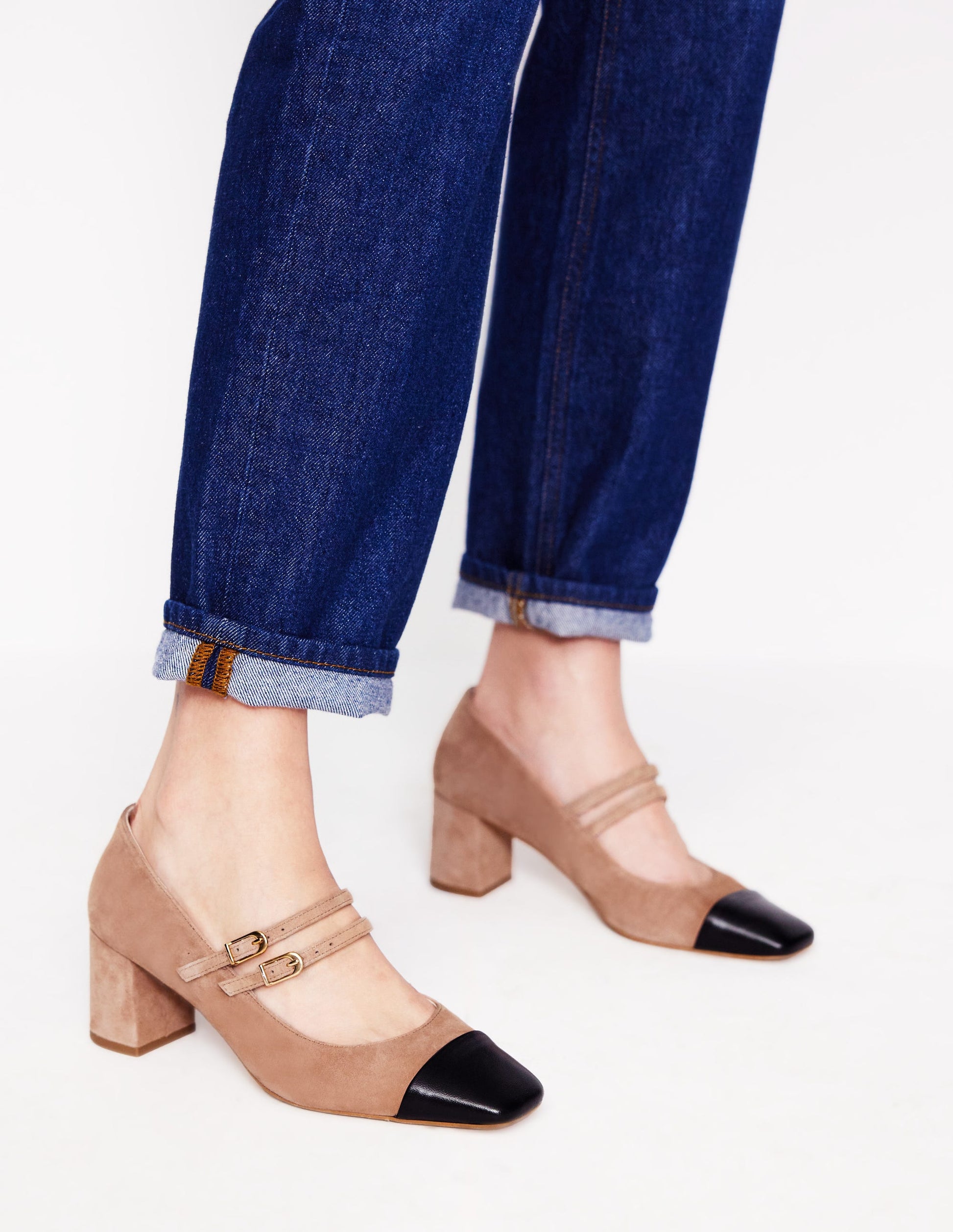 Block Heel Pump-Latte/Black Leather-2