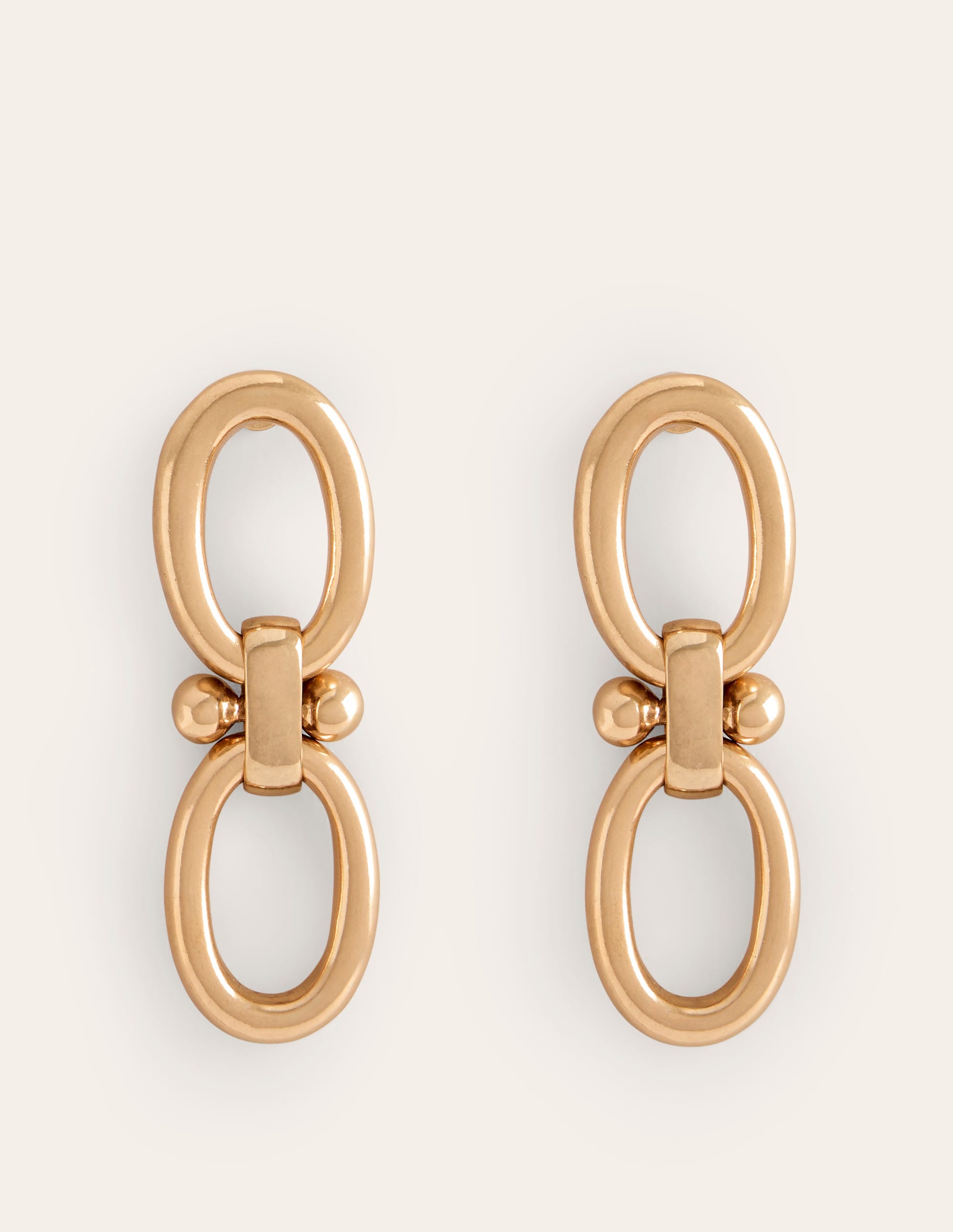 Chunky Oval Chain Earrings-Gold - Image 2