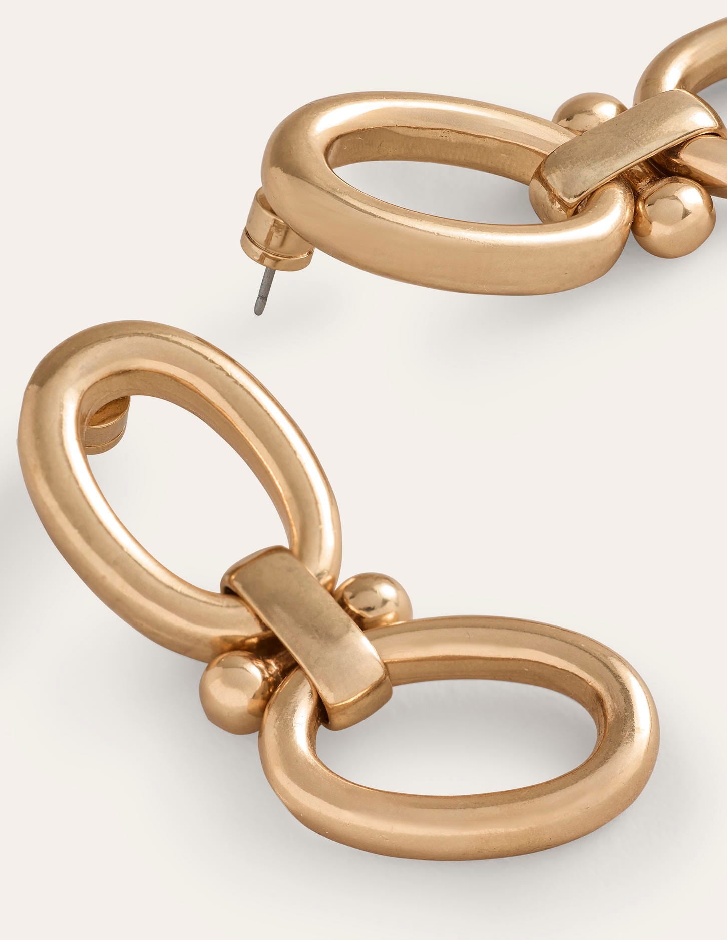 Chunky Oval Chain Earrings-Gold - Image 4