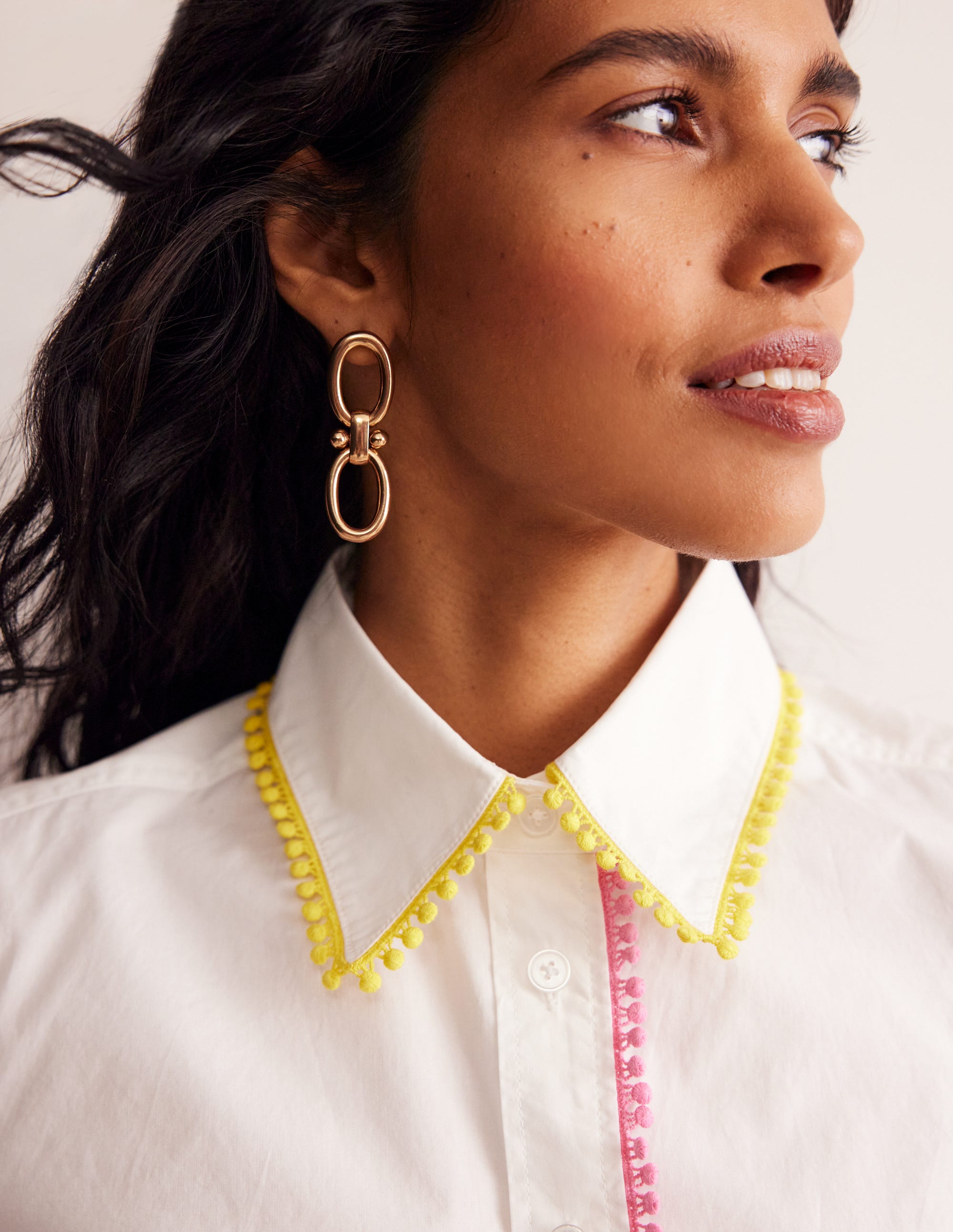Chunky Oval Chain Earrings-Gold - Image 1