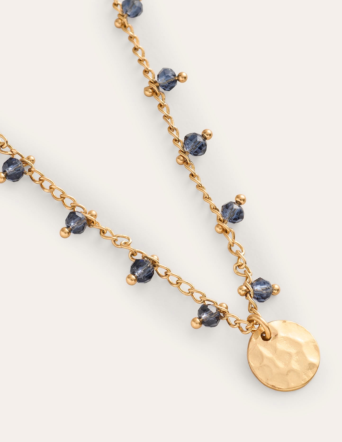 Delicate Bead Necklace-Navy-4
