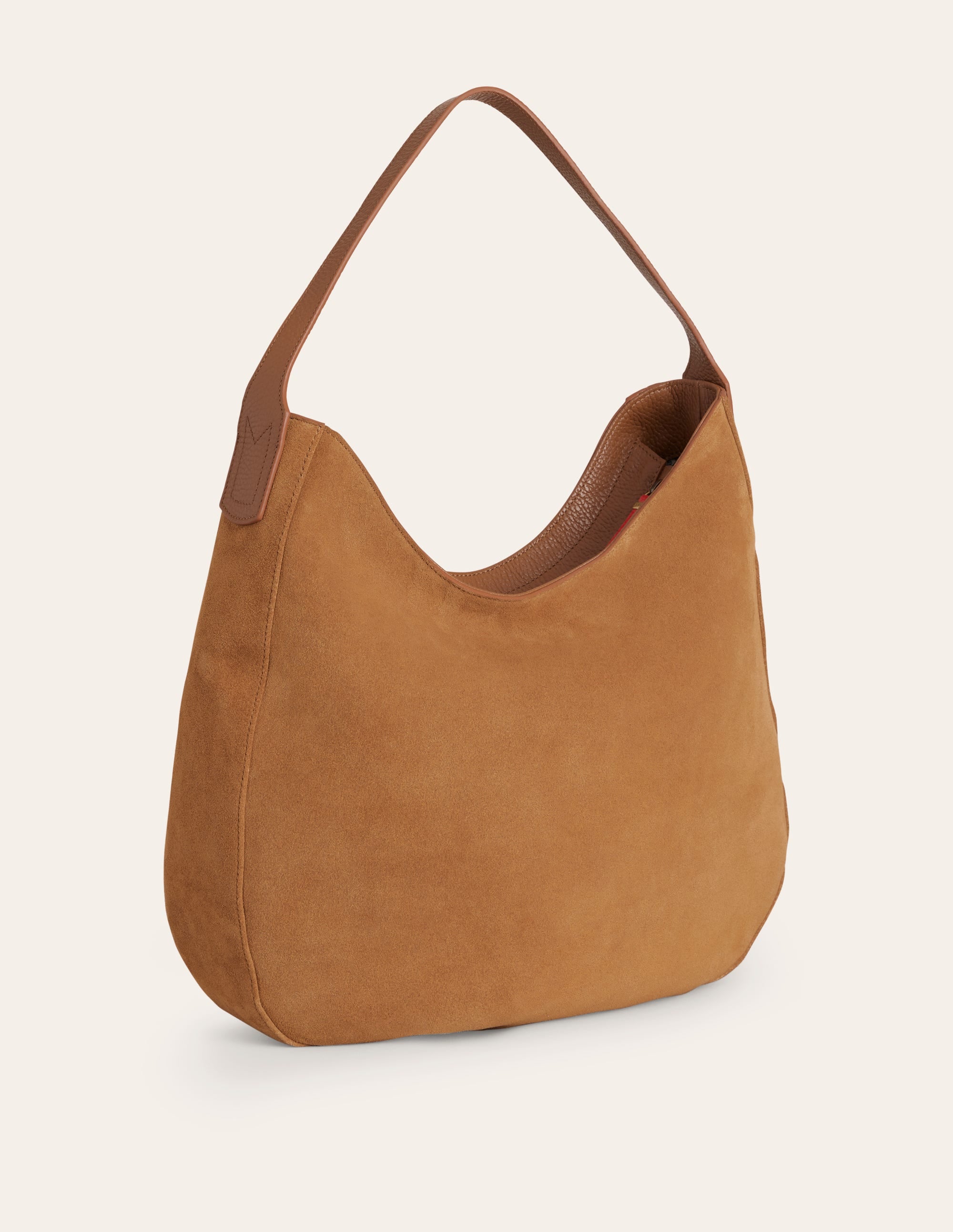 Suede Hobo Bag-Tan - Image 3