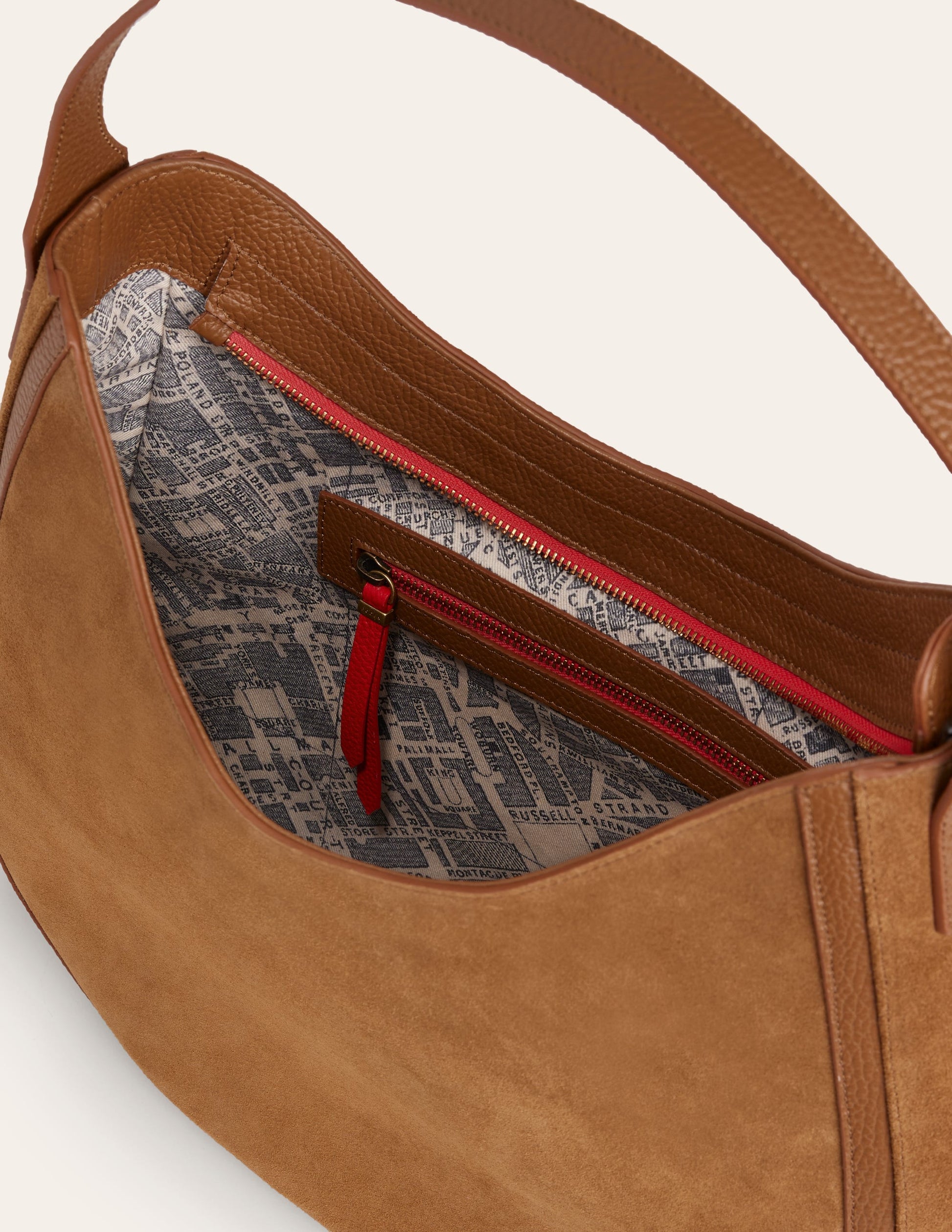 Suede Hobo Bag-Tan-4