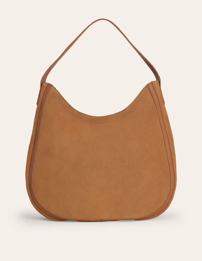 Suede Hobo Bag-Tan-1