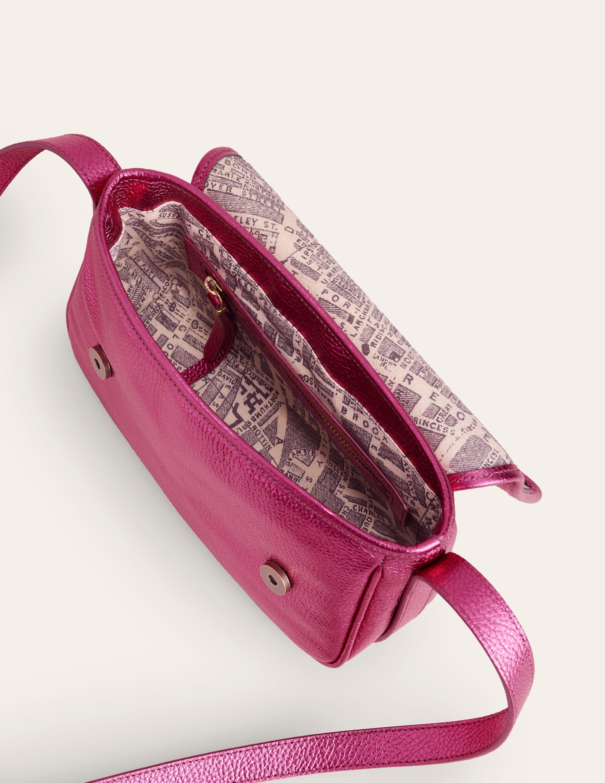 Iris Snaffle Leather Bag-Metallic Pink - Image 4