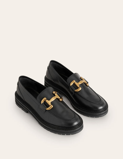 Iris Chunky Snaffle Loafers-Black-3