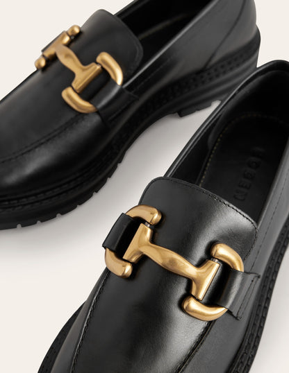 Iris Chunky Snaffle Loafers-Black-4