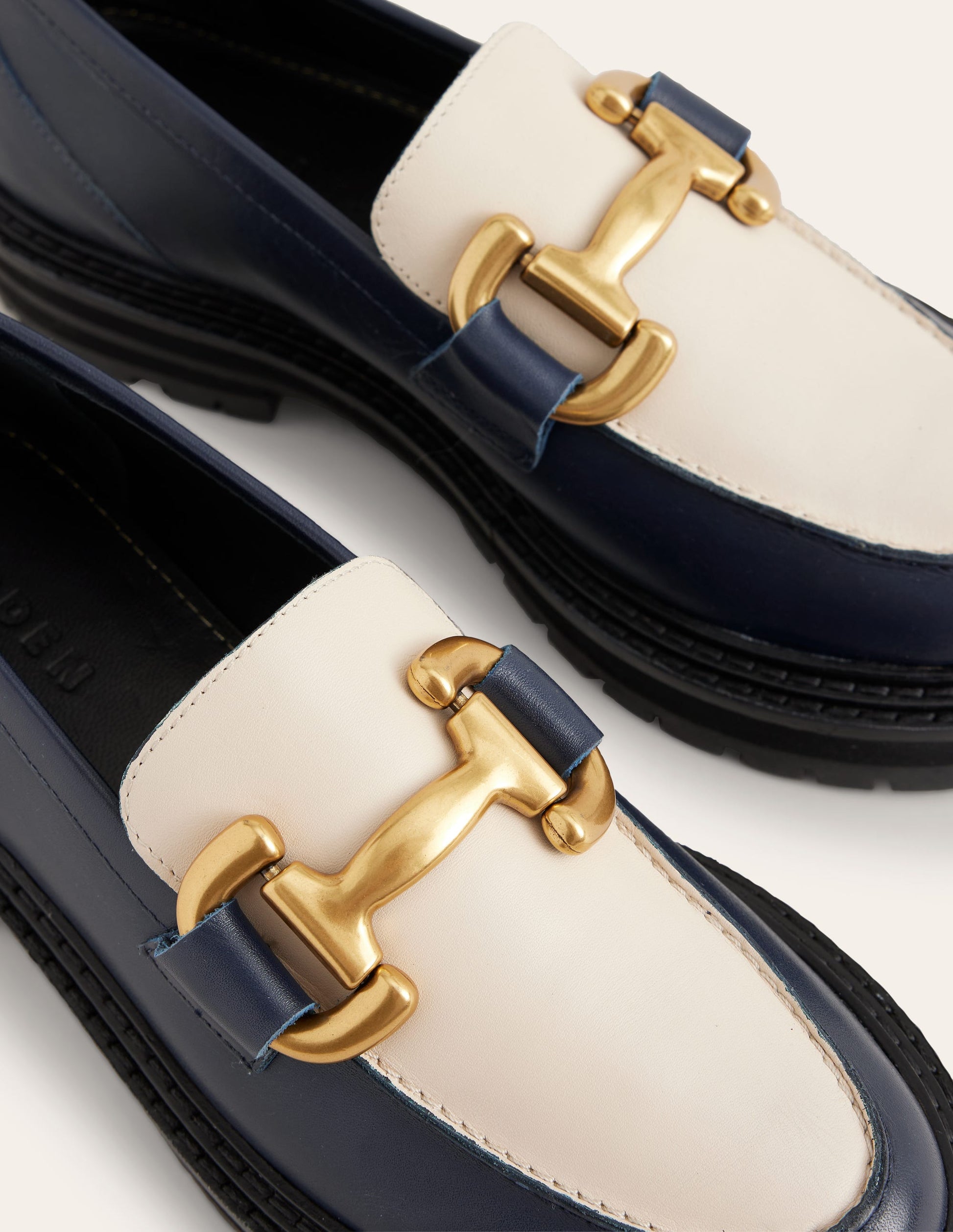 Iris Chunky Snaffle Loafers-Navy / Ecru-4