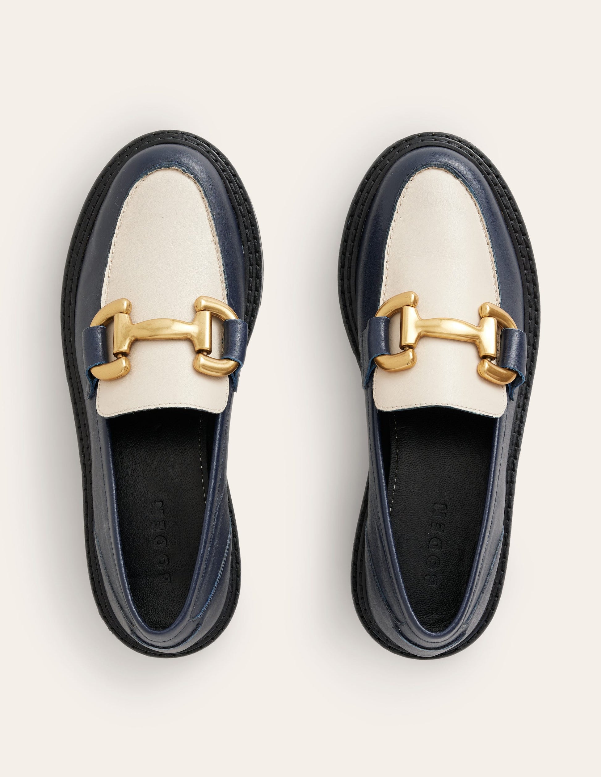 Iris Chunky Snaffle Loafers-Navy / Ecru-5