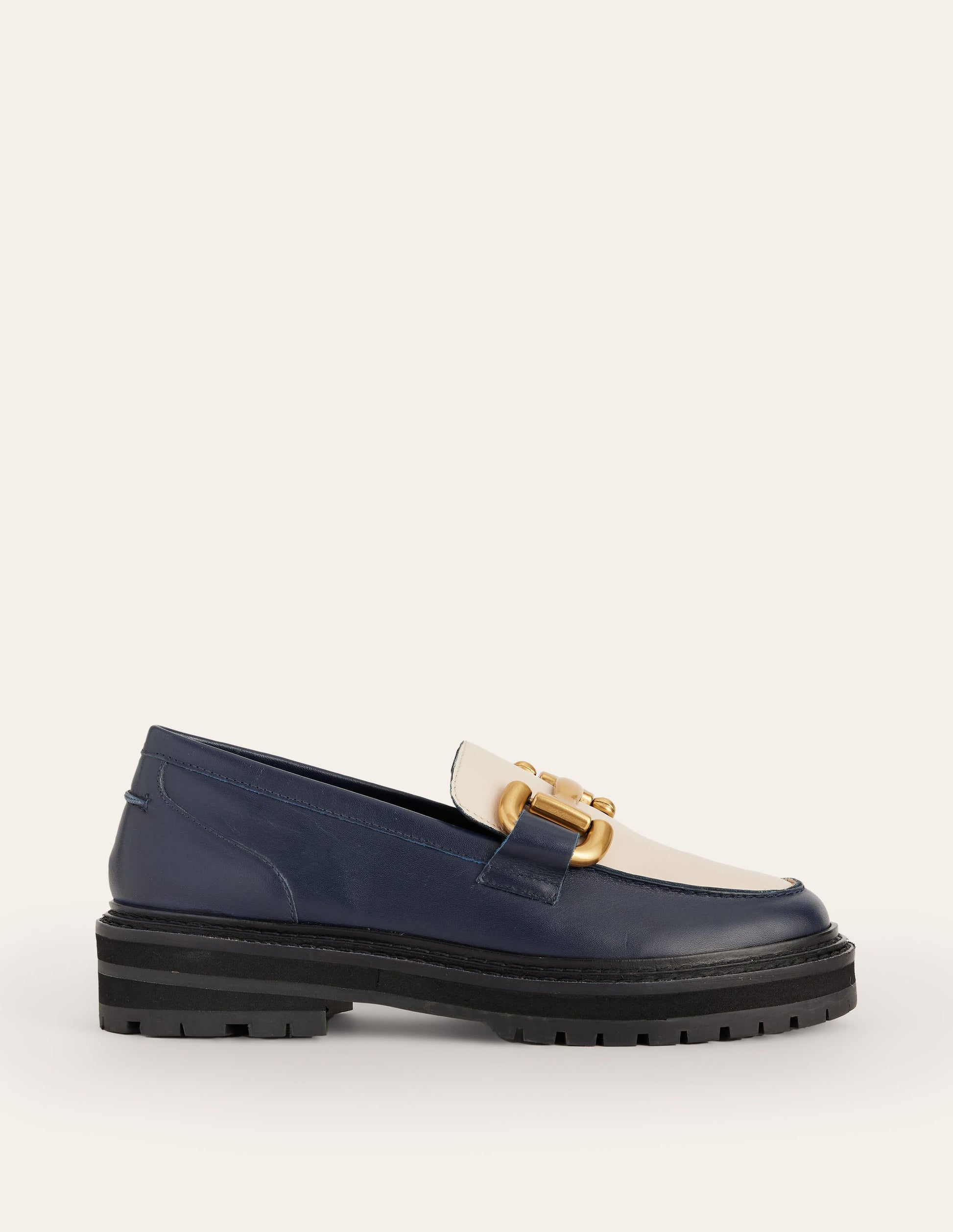 Iris Chunky Snaffle Loafers-Navy / Ecru-2