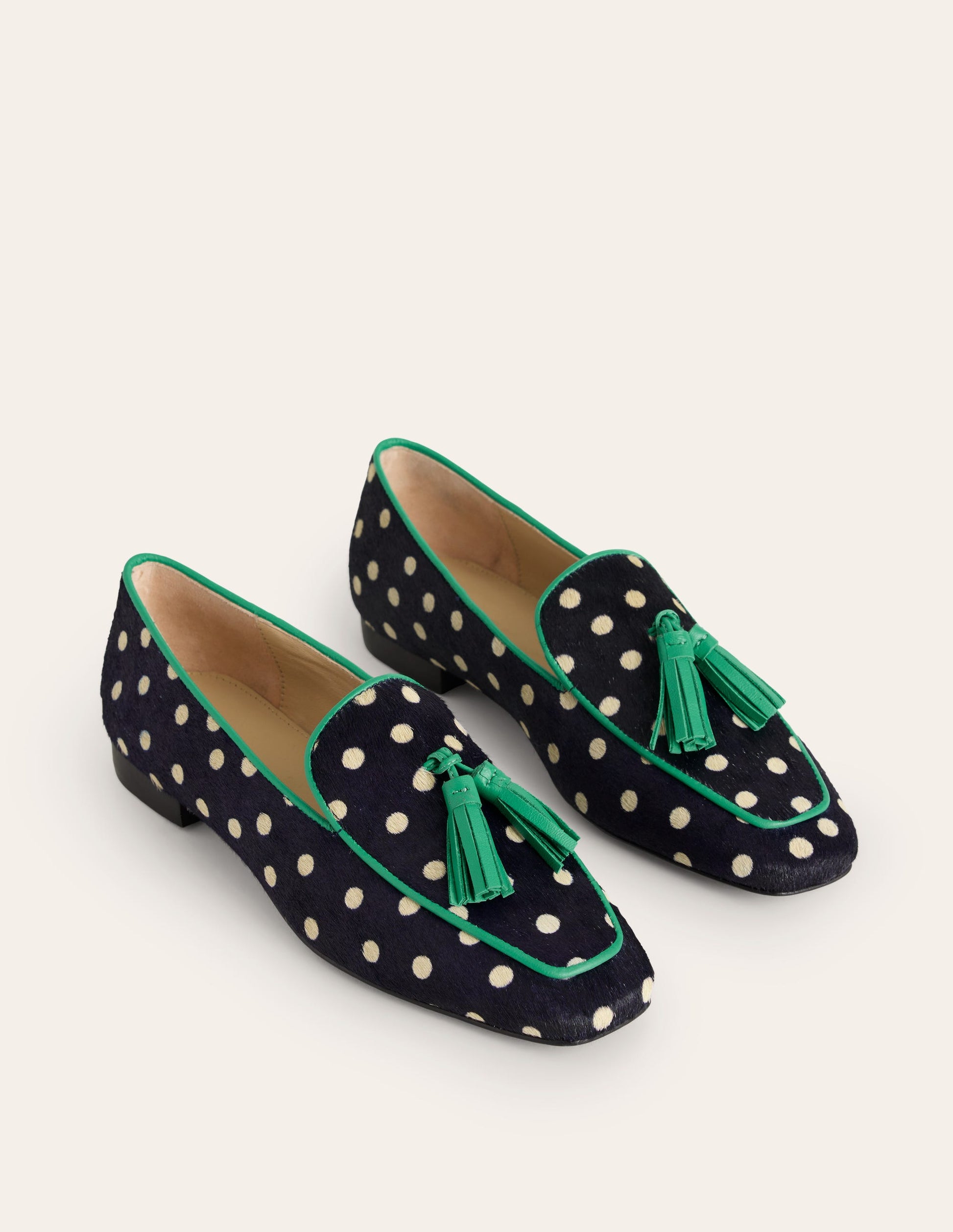 Soft Slipper Flats-Navy, Ecru Spot-2