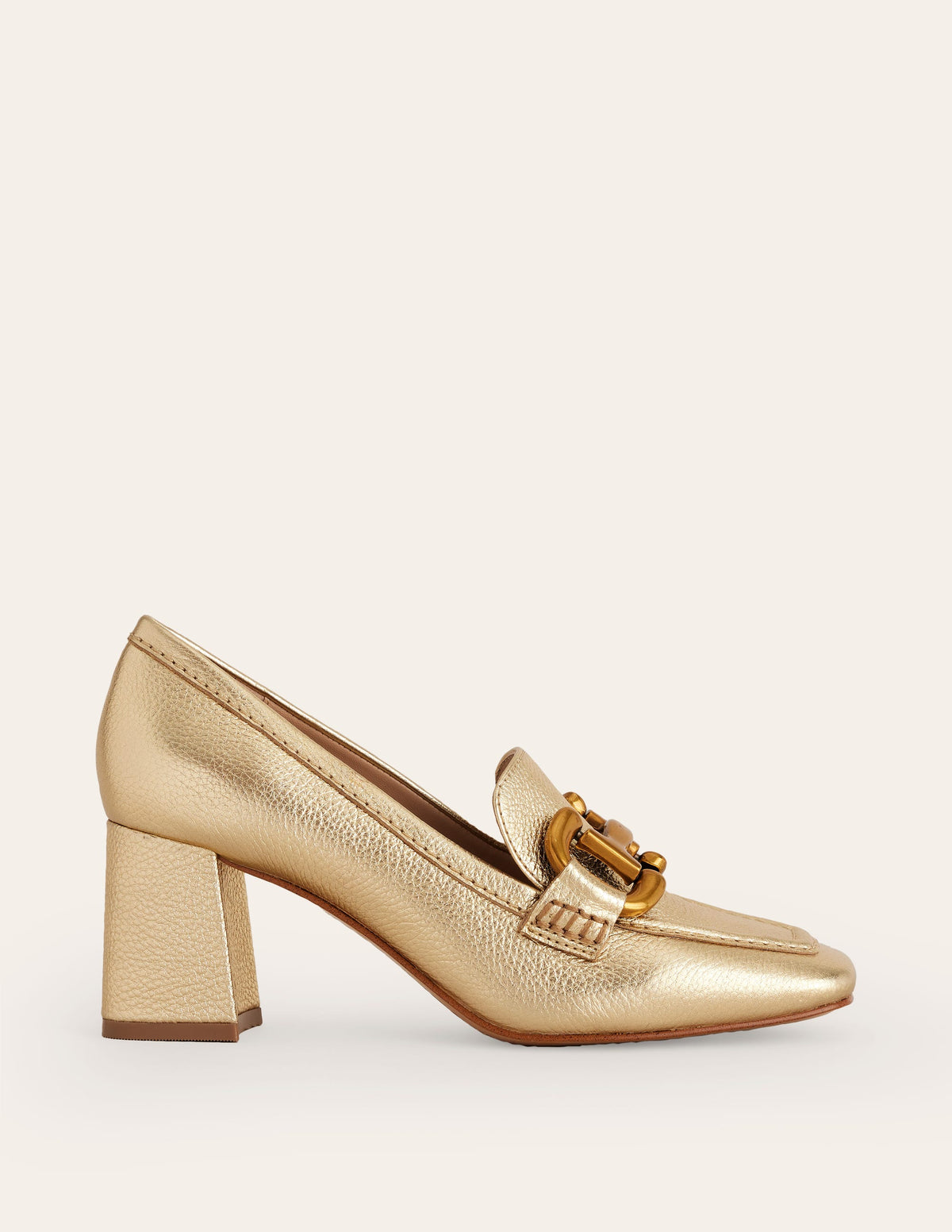 Iris Snaffle Heeled Loafers-Gold - Image 2