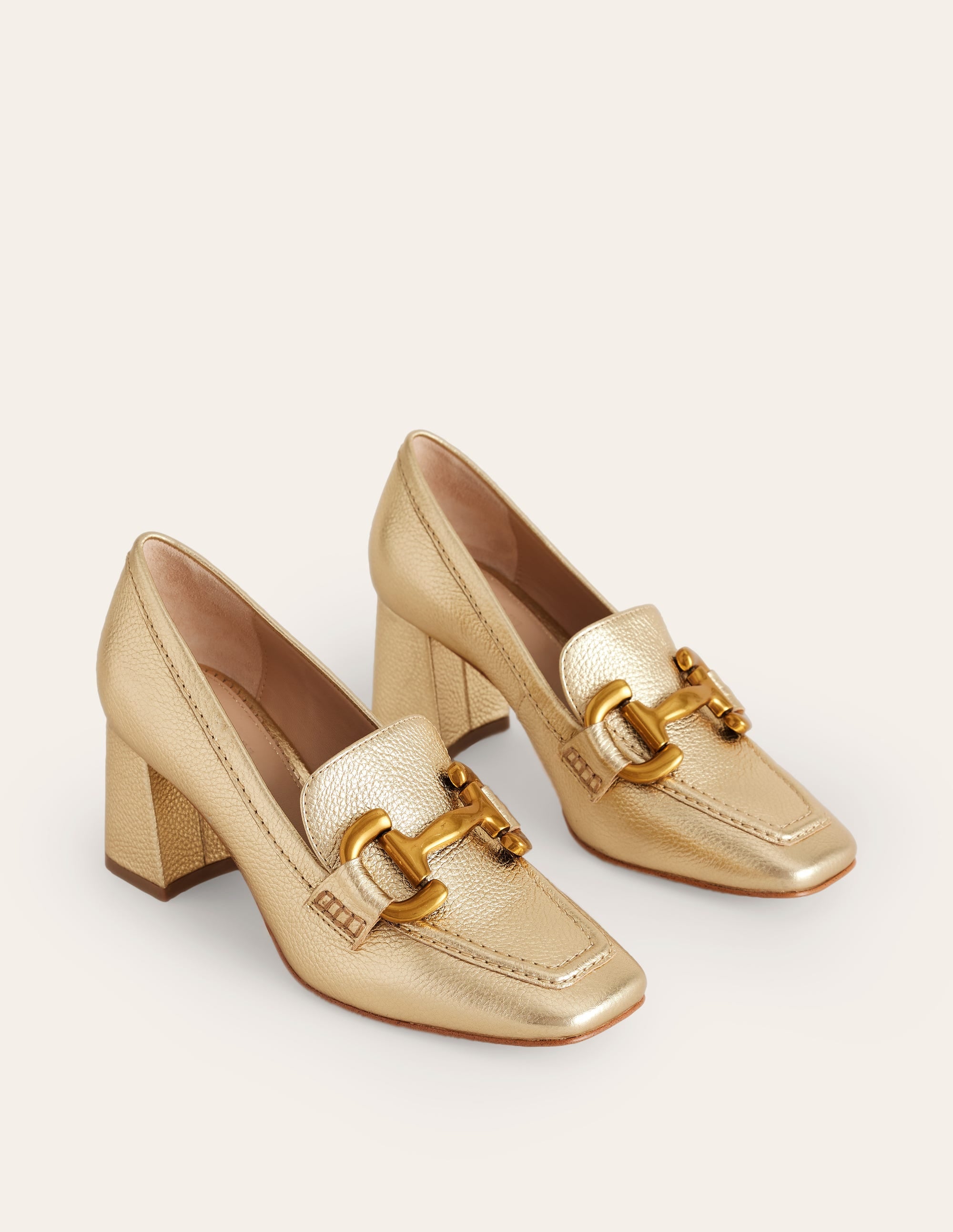 Iris Snaffle Heeled Loafers-Gold - Image 3