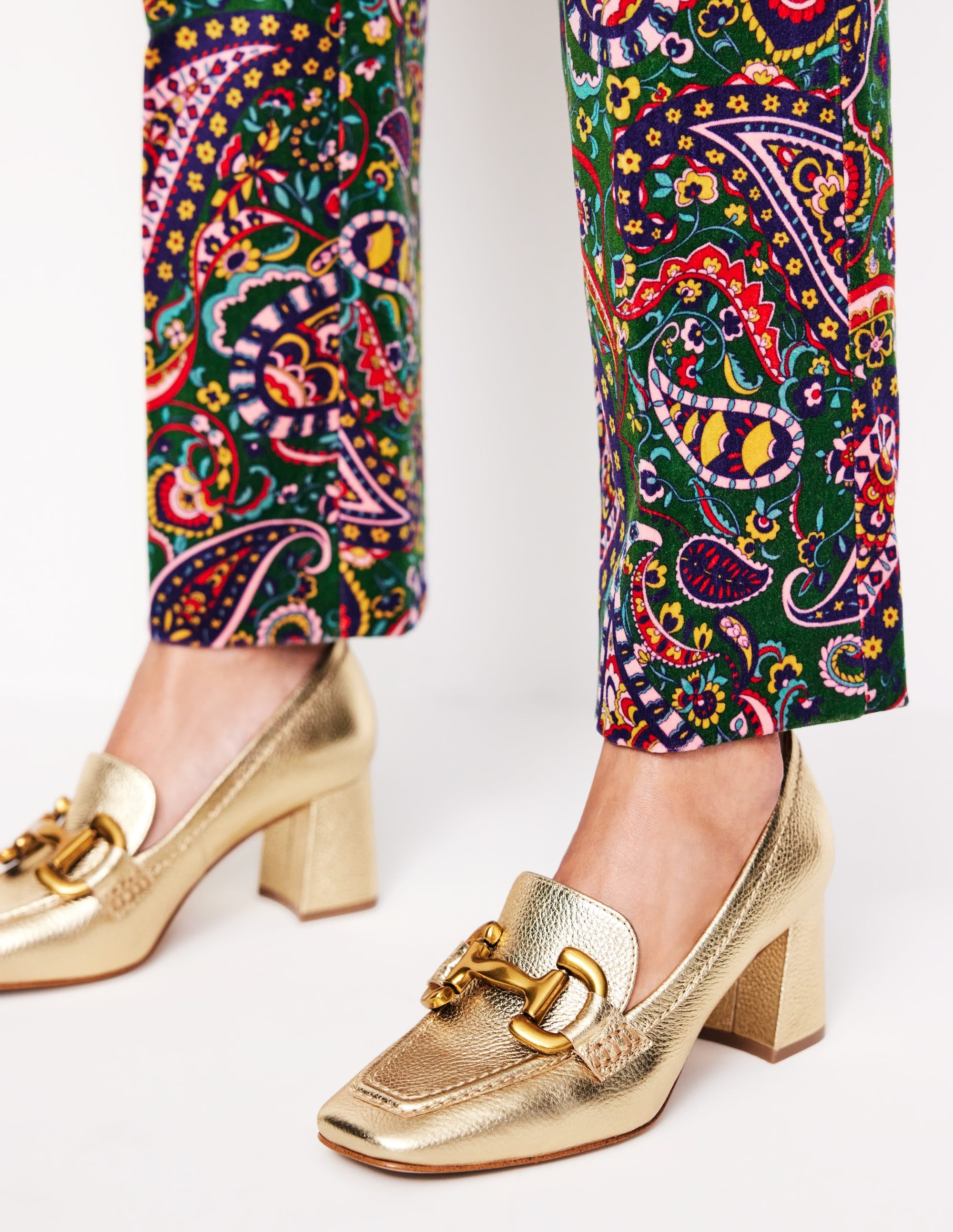 Iris Snaffle Heeled Loafers-Gold - Image 1
