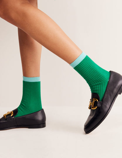 3 Pack Ribbed Ankle Socks-Colour Block-1