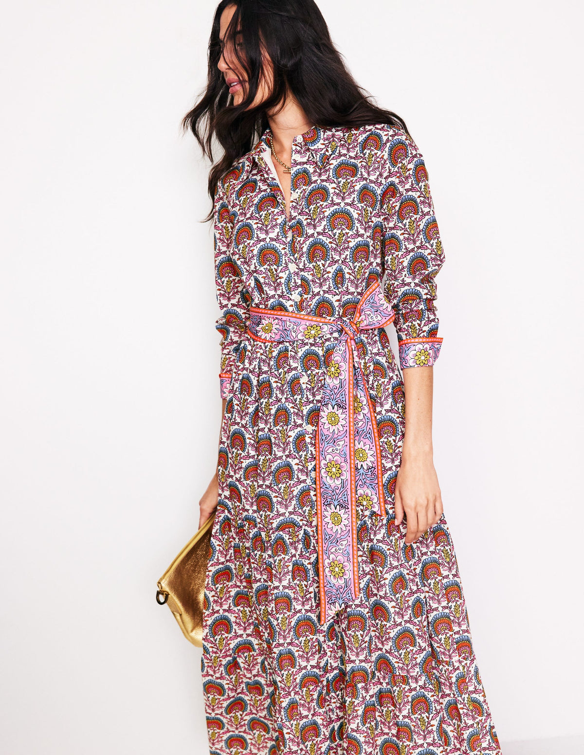 Flo Cotton Midi Shirt Dress-Passion Bud - Image 1