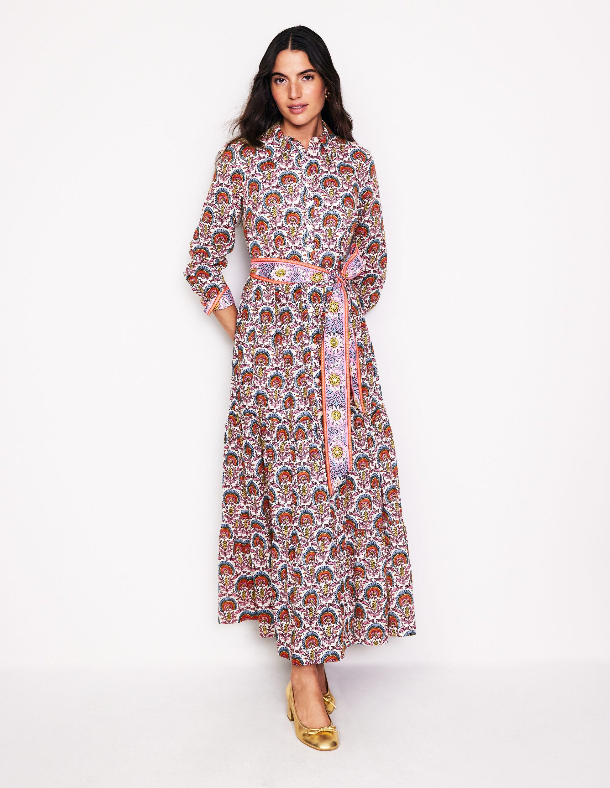 Flo Cotton Midi Shirt Dress-Passion Bud-2