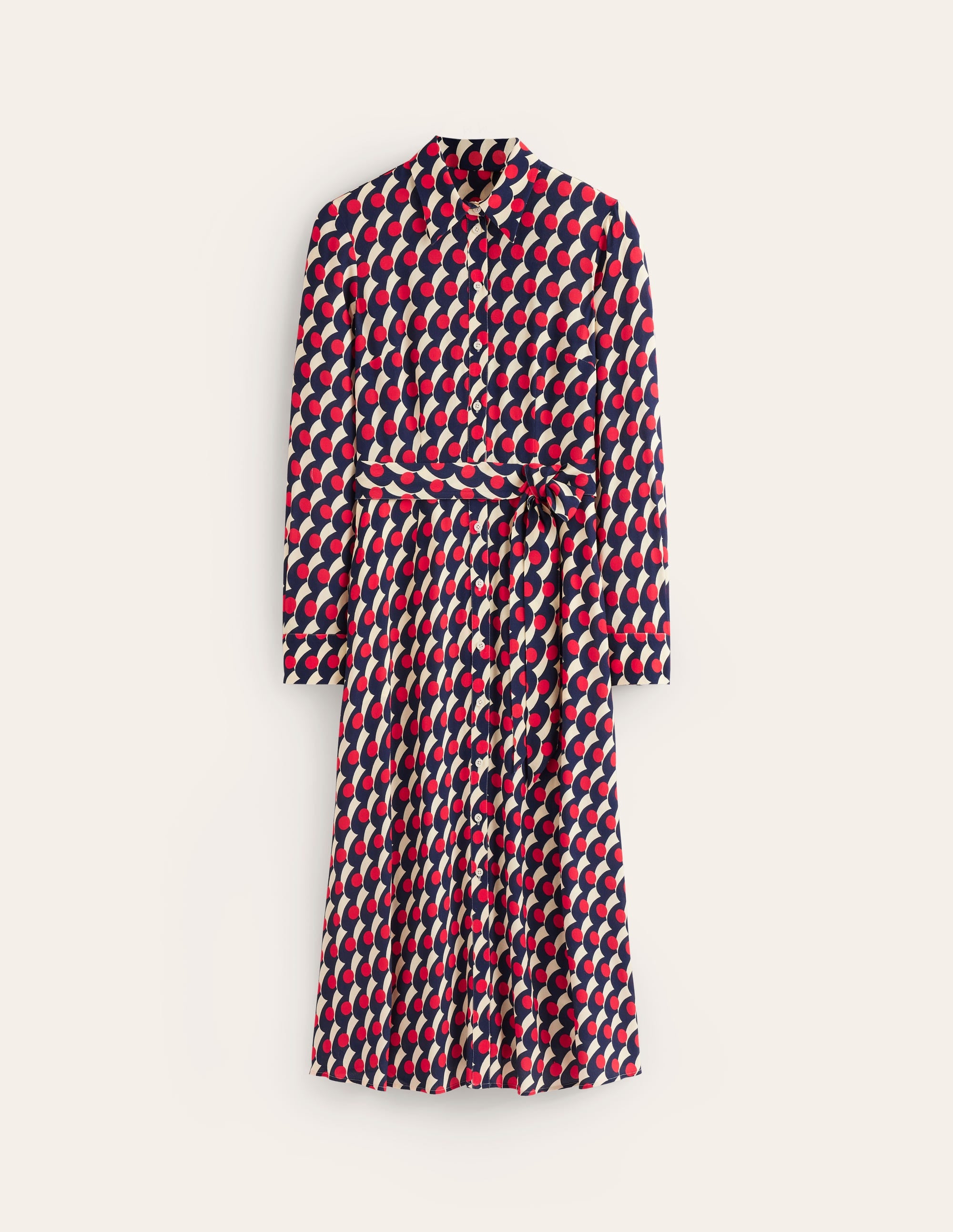 Kate Midi Shirt Dress-Red, Polka Wave - Image 5