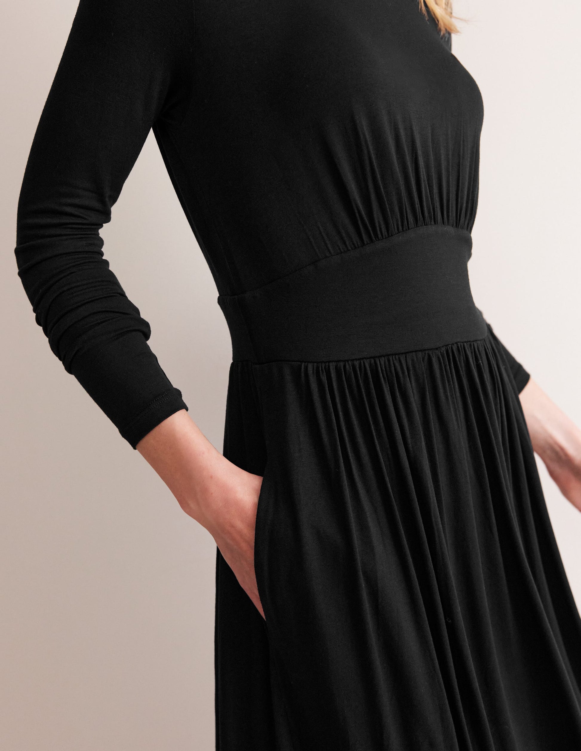 Thea Long Sleeve Midi Dress-Black-2