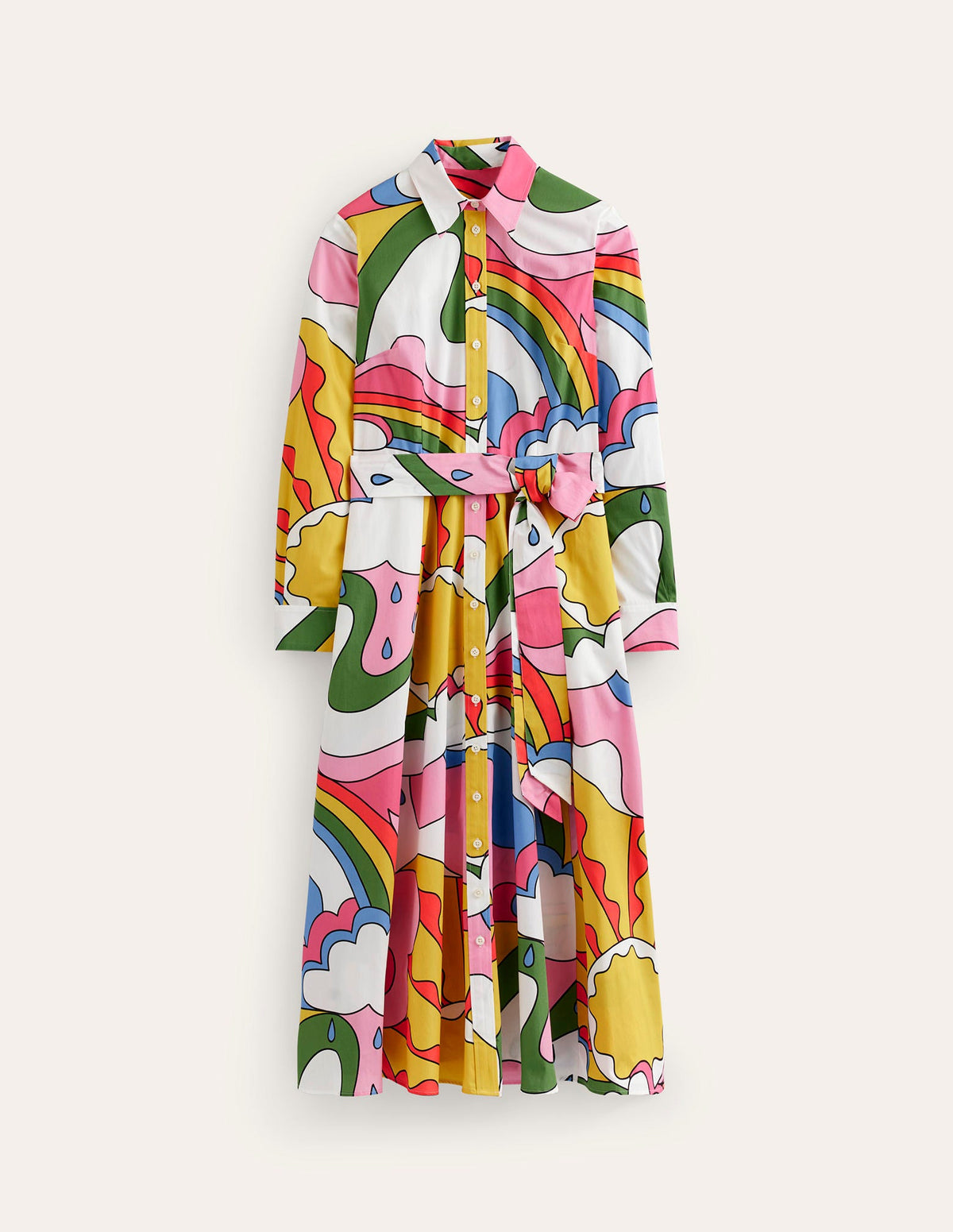 Amy Cotton Midi Shirt Dress-Multi, Sunshine - Image 6