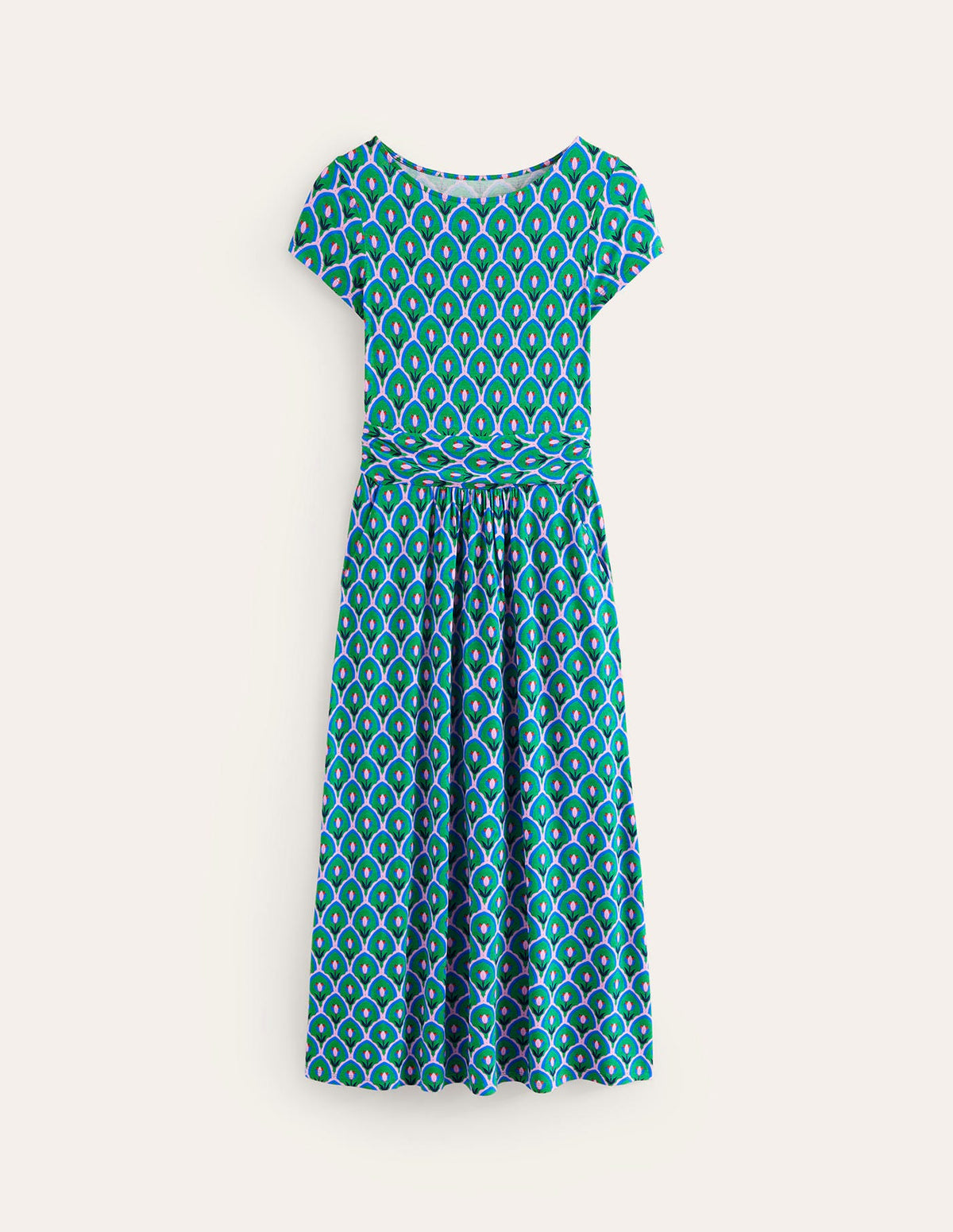 Amelie Jersey Midi Dress-Rich Emerald, Tulip Scallop - Image 6