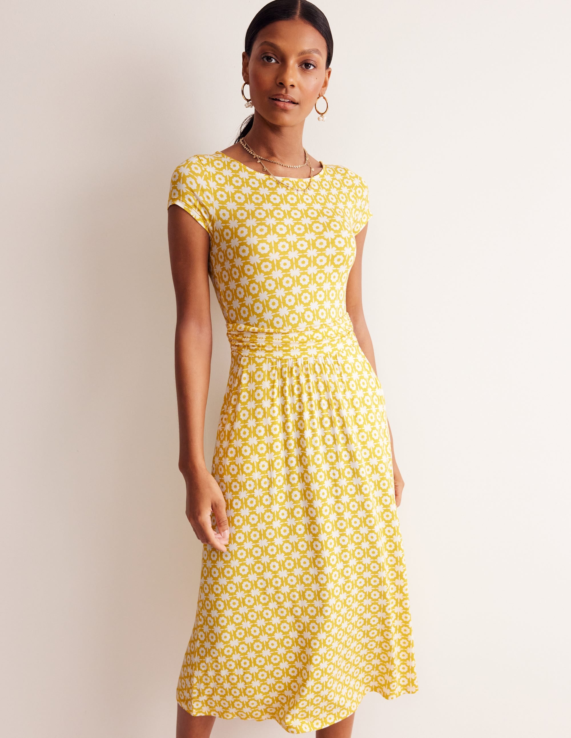 Amelie Jersey Midi Dress-Passion Fruit, Blossom Tile - Image 1