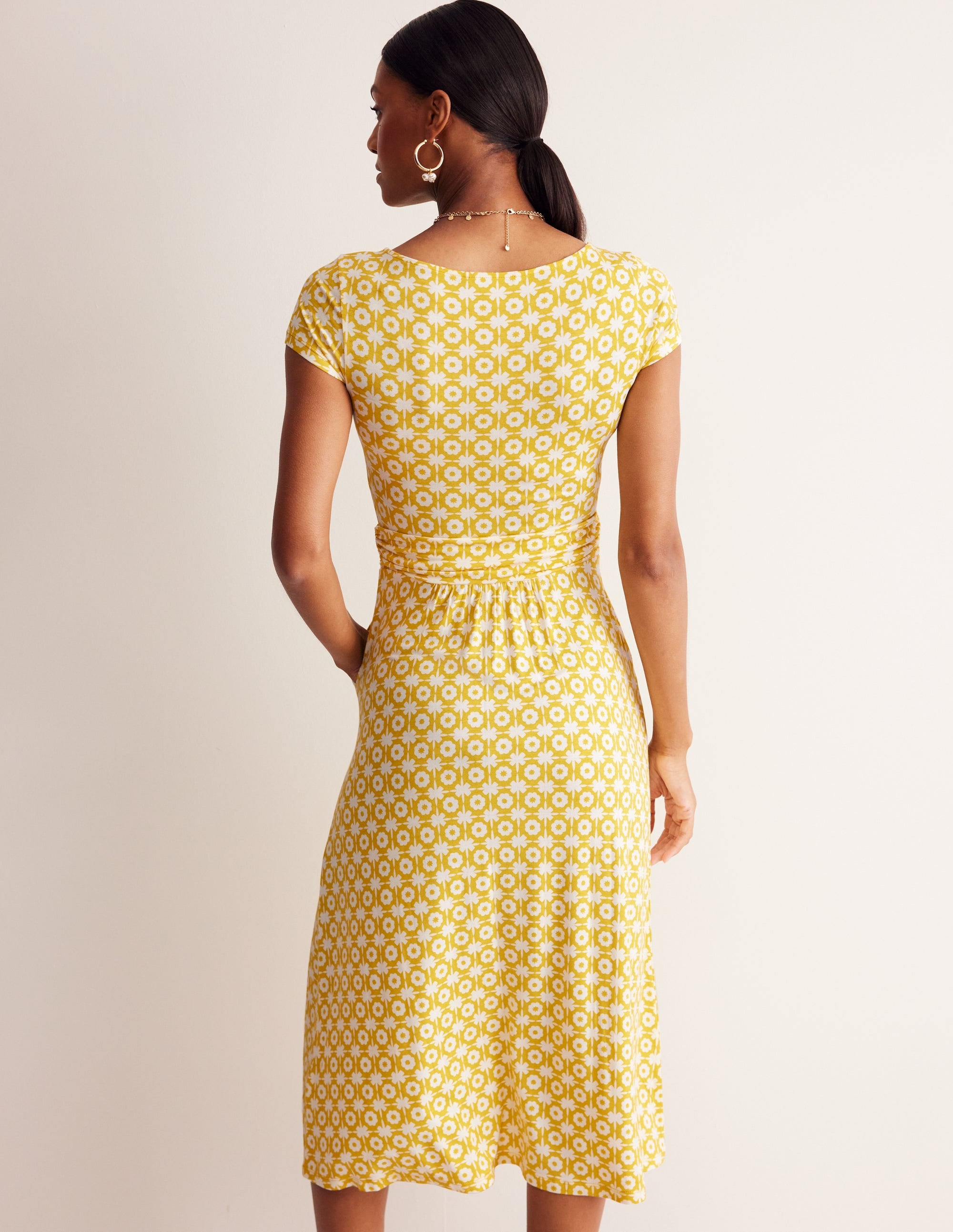 Amelie Jersey Midi Dress-Passion Fruit, Blossom Tile - Image 3