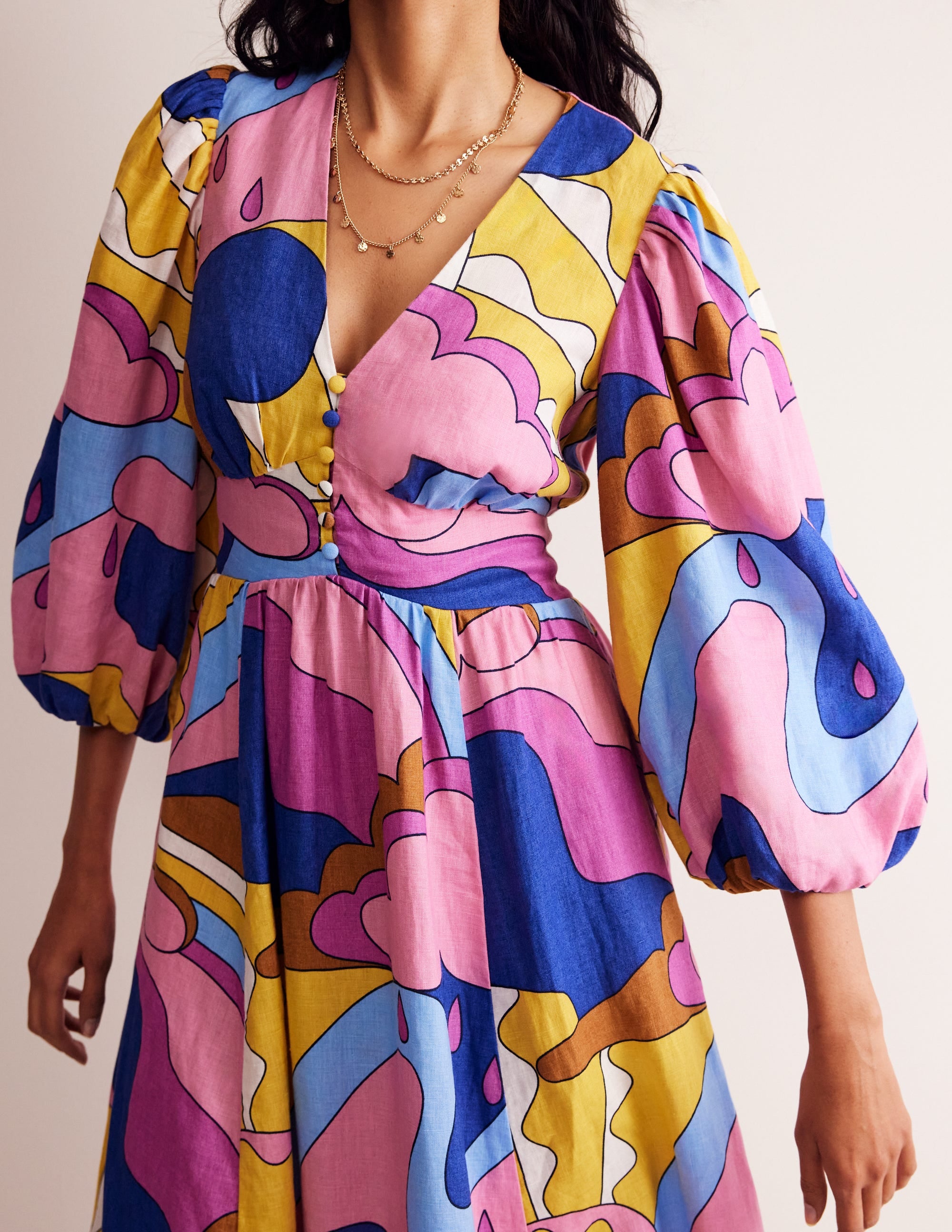 Lola Blouson Maxi Dress-Orchid Smoke, Sunshine - Image 2