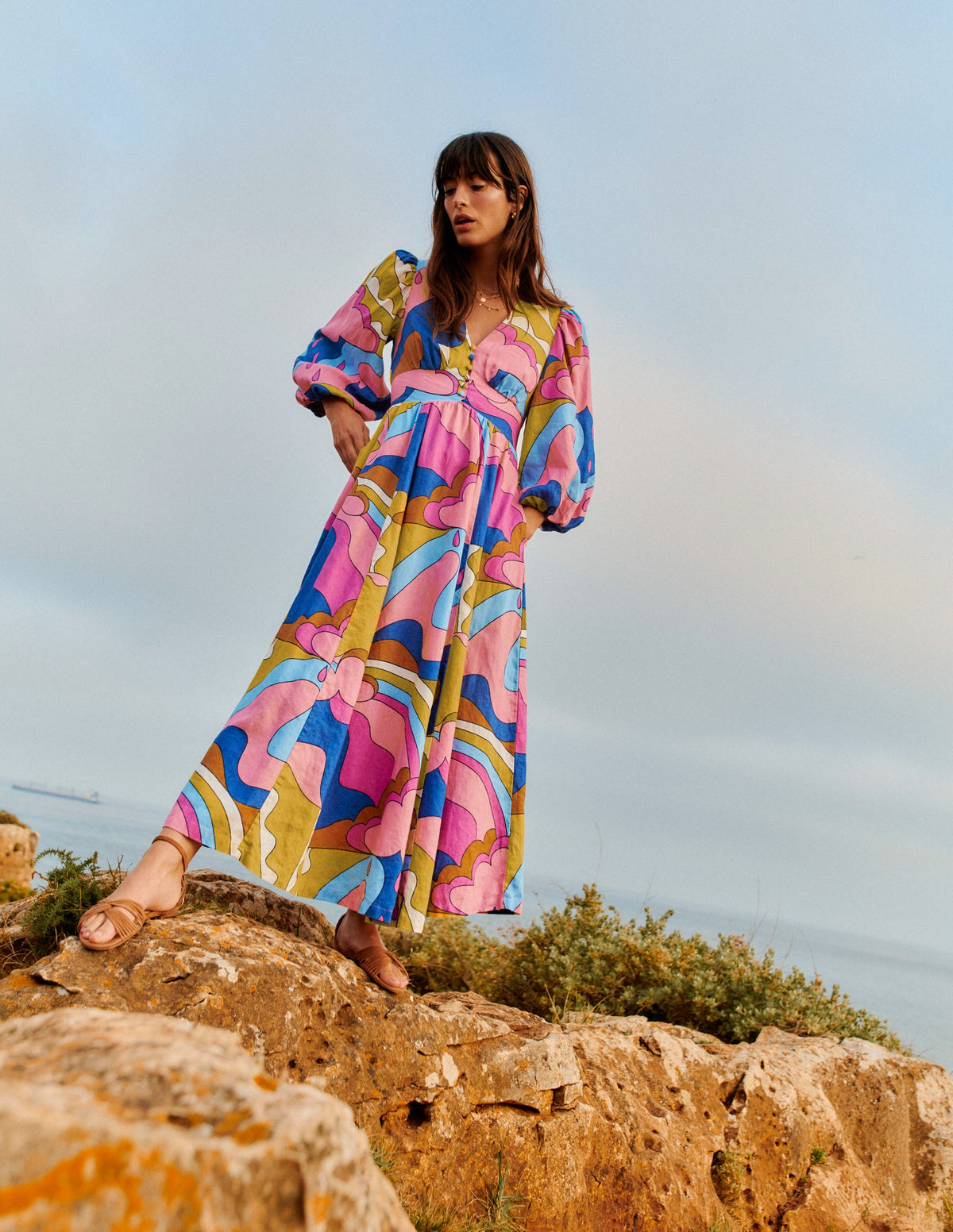 Lola Blouson Maxi Dress-Orchid Smoke, Sunshine - Image 5