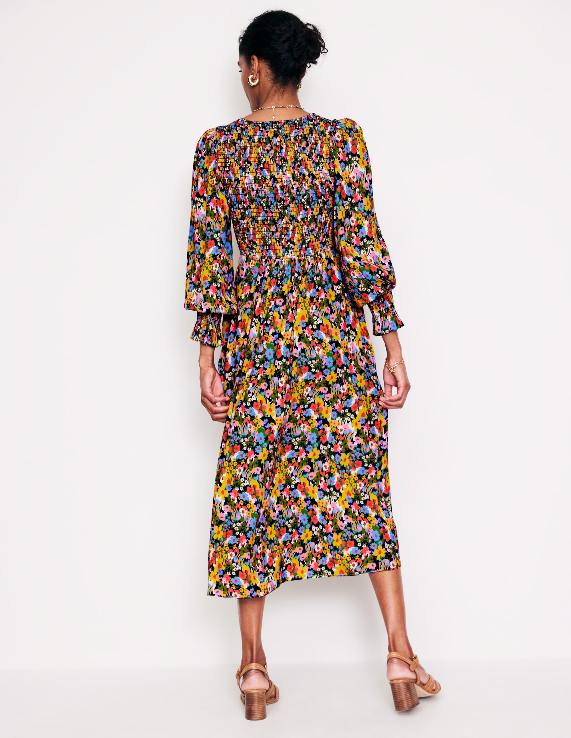 Gemma Smocked Midi Dress-Kale, Meadow Pop - Image 4