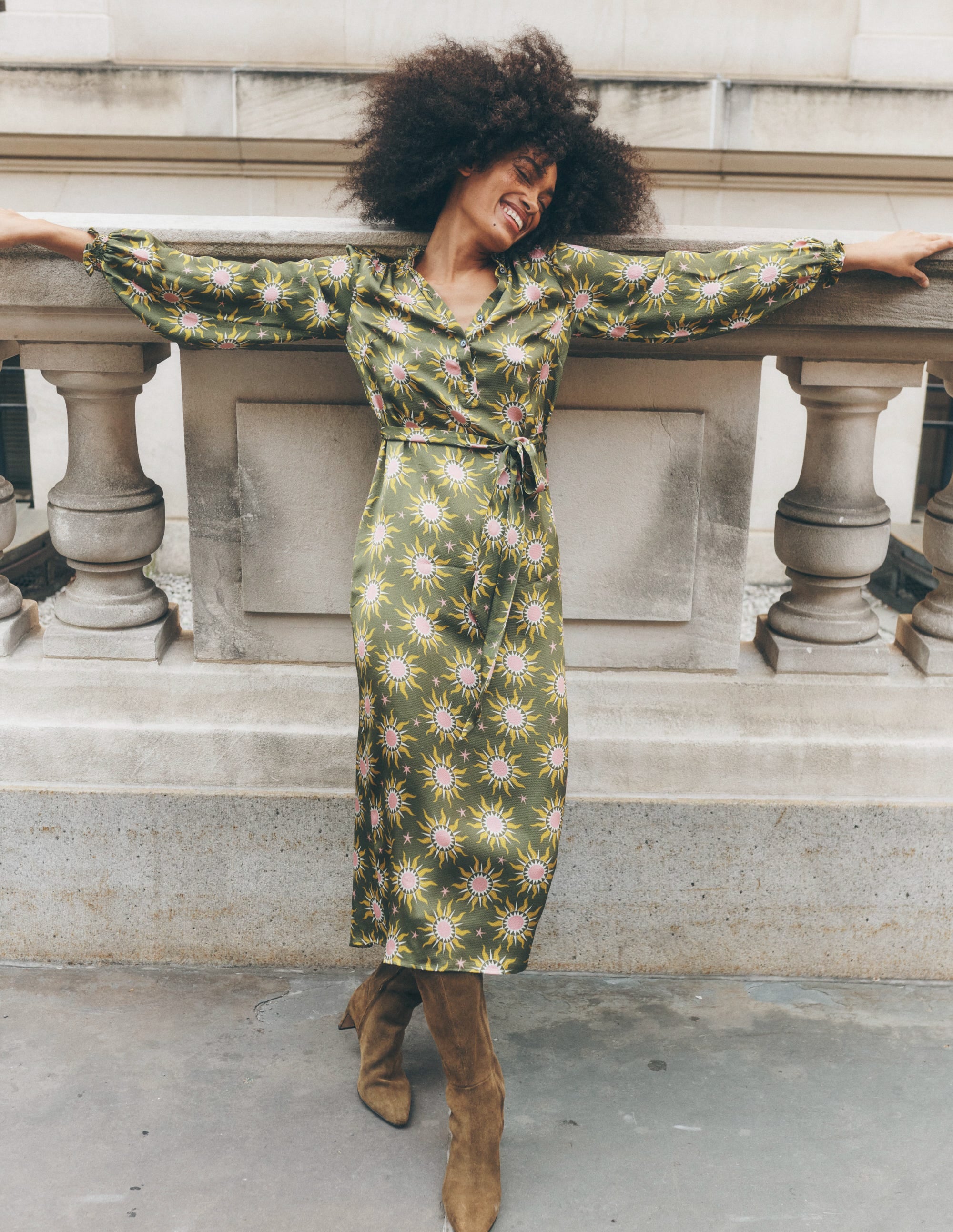 Jasmine Satin Midi Dress-Winter Moss, Celestial - Image 6
