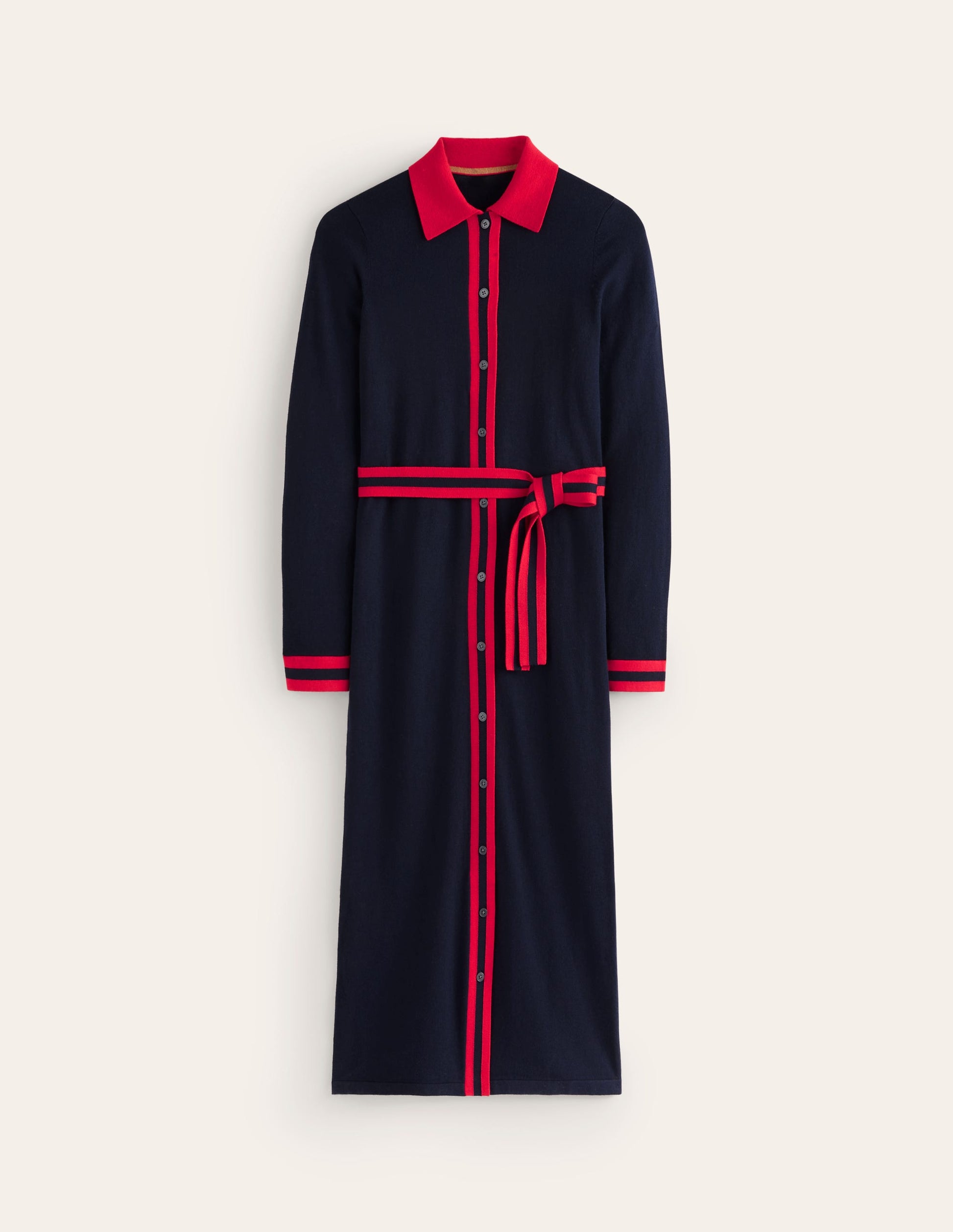 Victoria Knitted Shirt Dress-Navy and Rouge-5