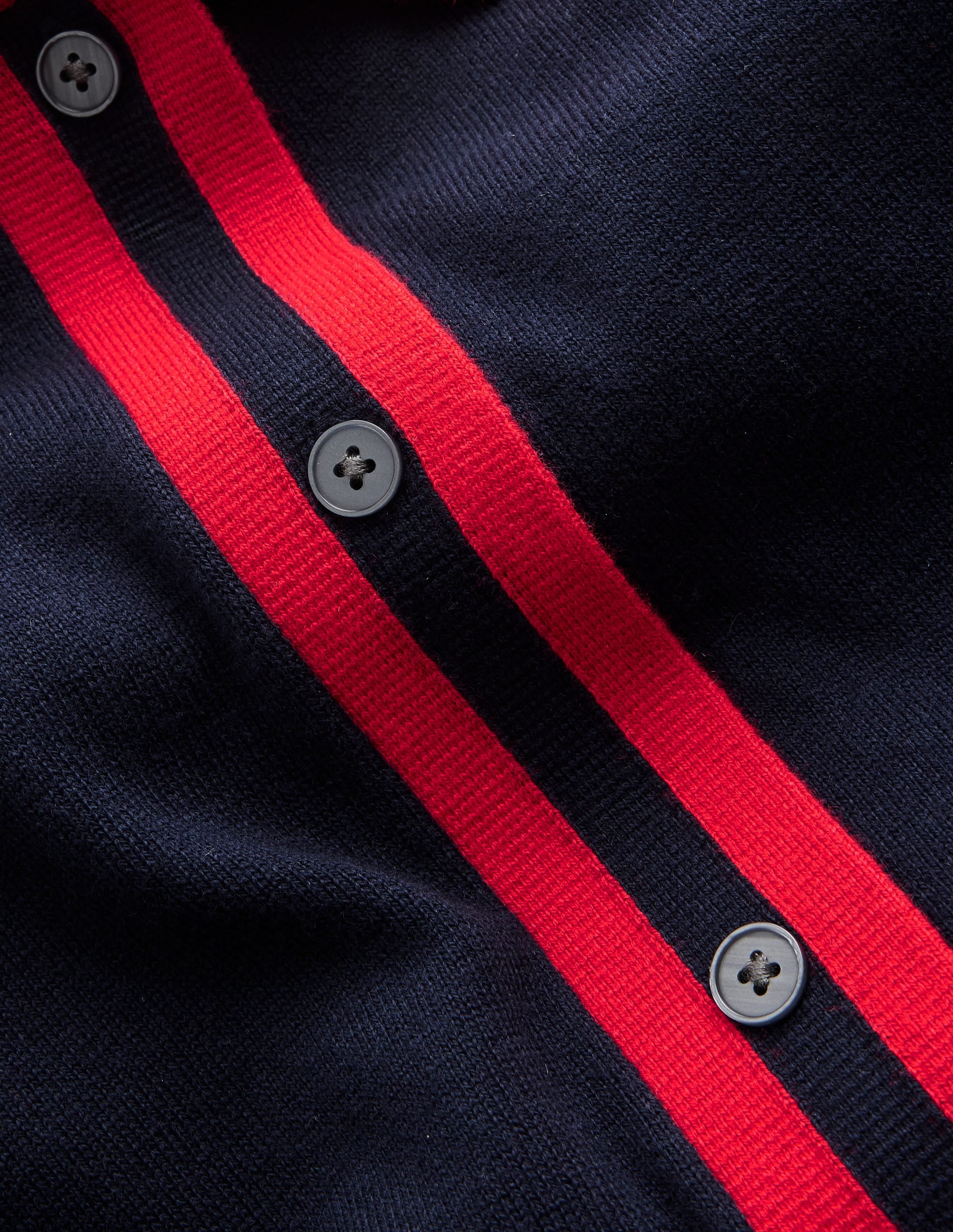 Victoria Knitted Shirt Dress-Navy and Rouge - Image 6