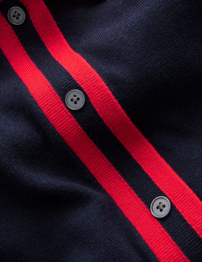 Victoria Knitted Shirt Dress-Navy and Rouge-6