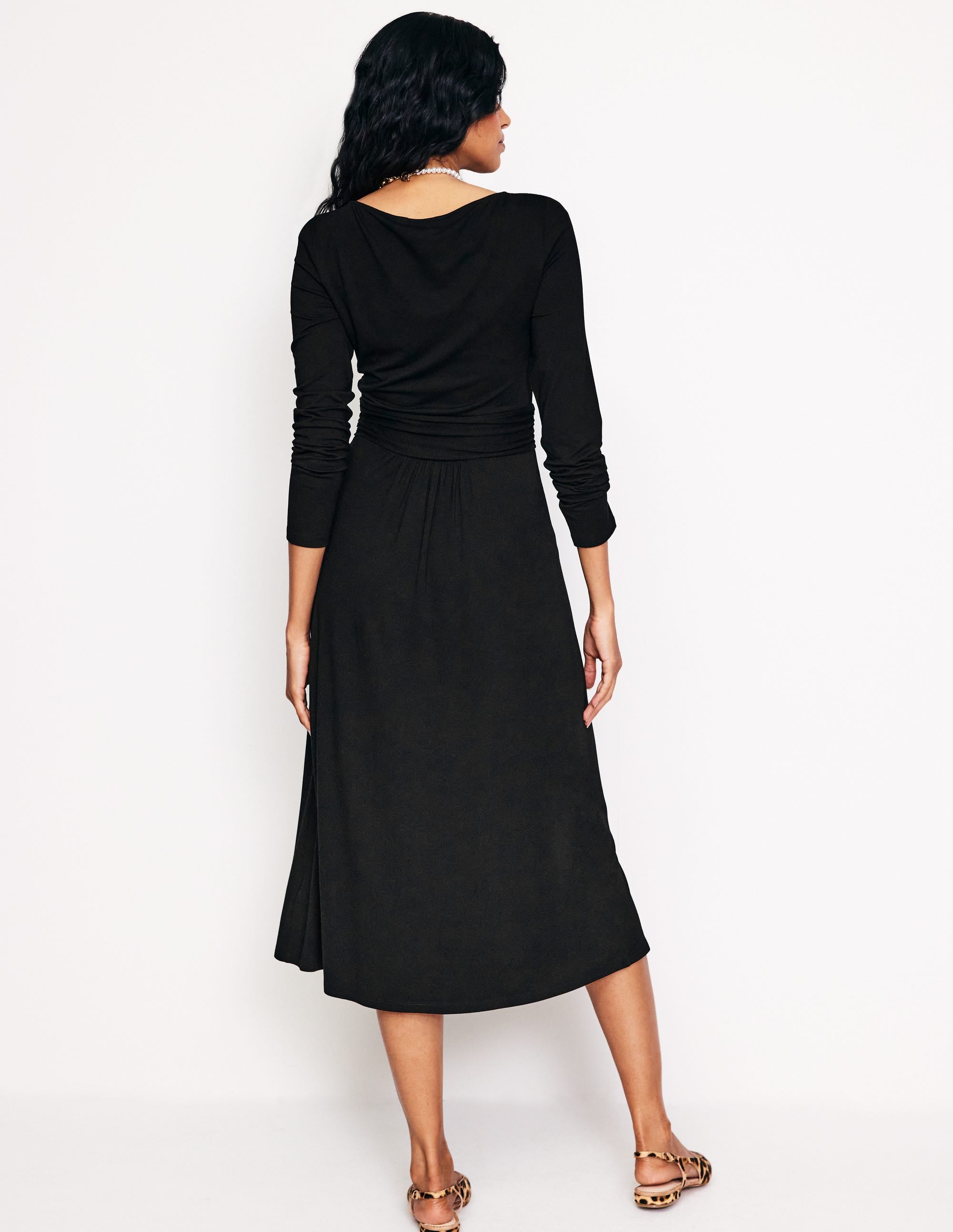 Amelie Long Sleeve Midi Dress-Black - Image 3