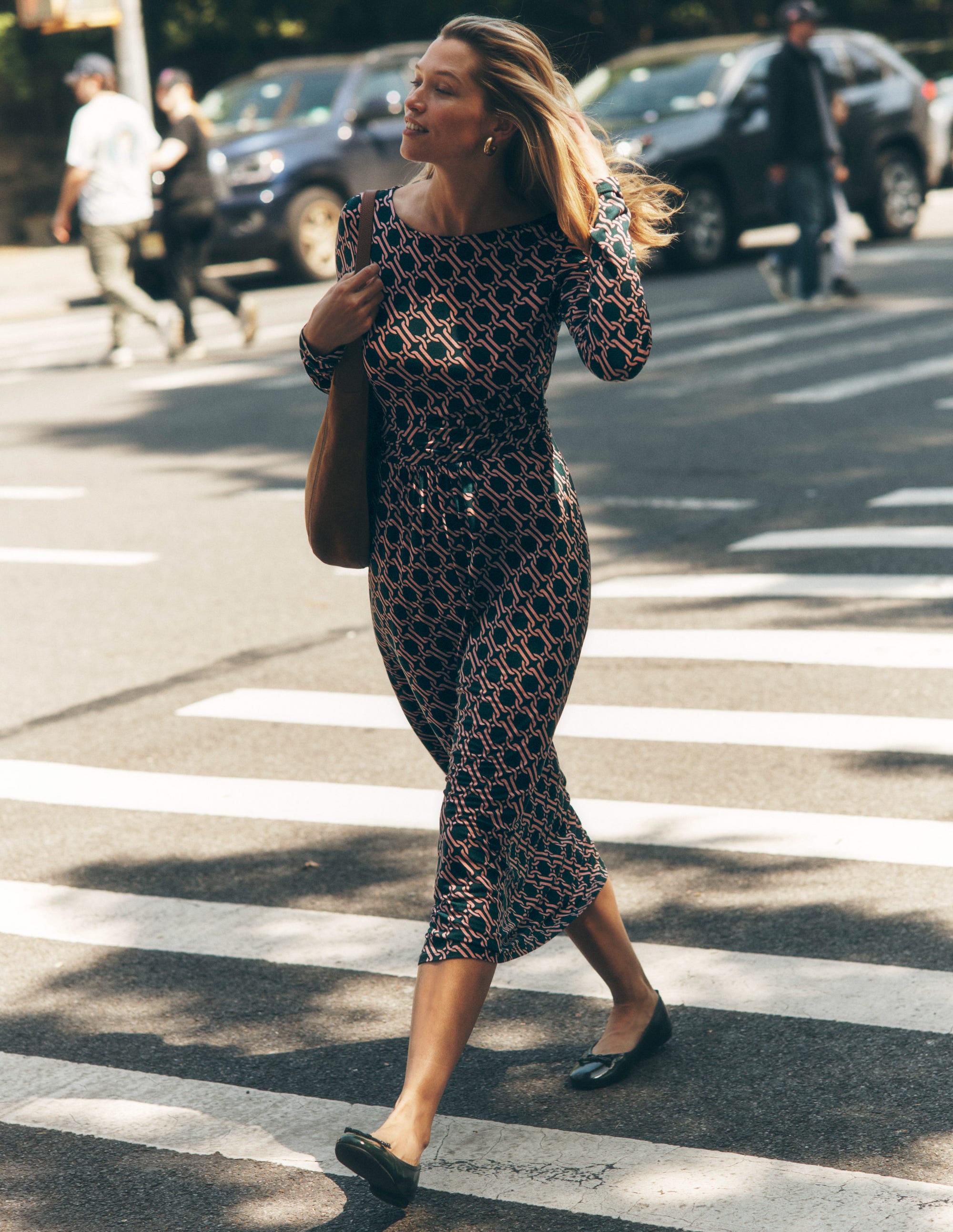 Amelie Long Sleeve Midi Dress-Glade, Chain Geo - Image 5