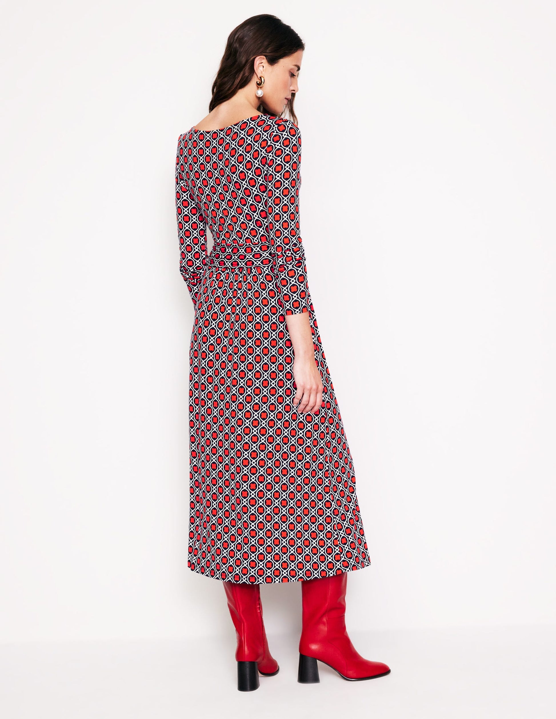 Amelie Long Sleeve Midi Dress-Blaze Orange, Clover Terrace-3