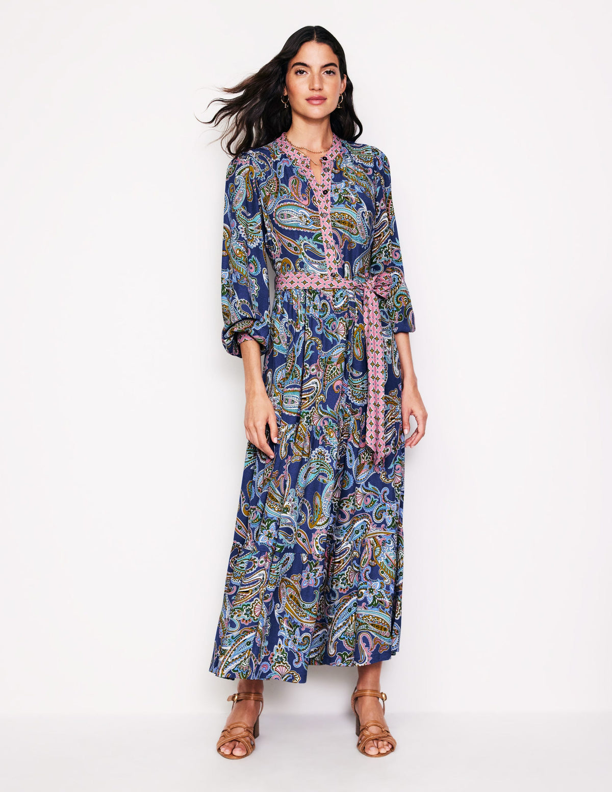 Alba Viscose Maxi Dress-Mazarine Blue, Opulent Paisley - Image 1