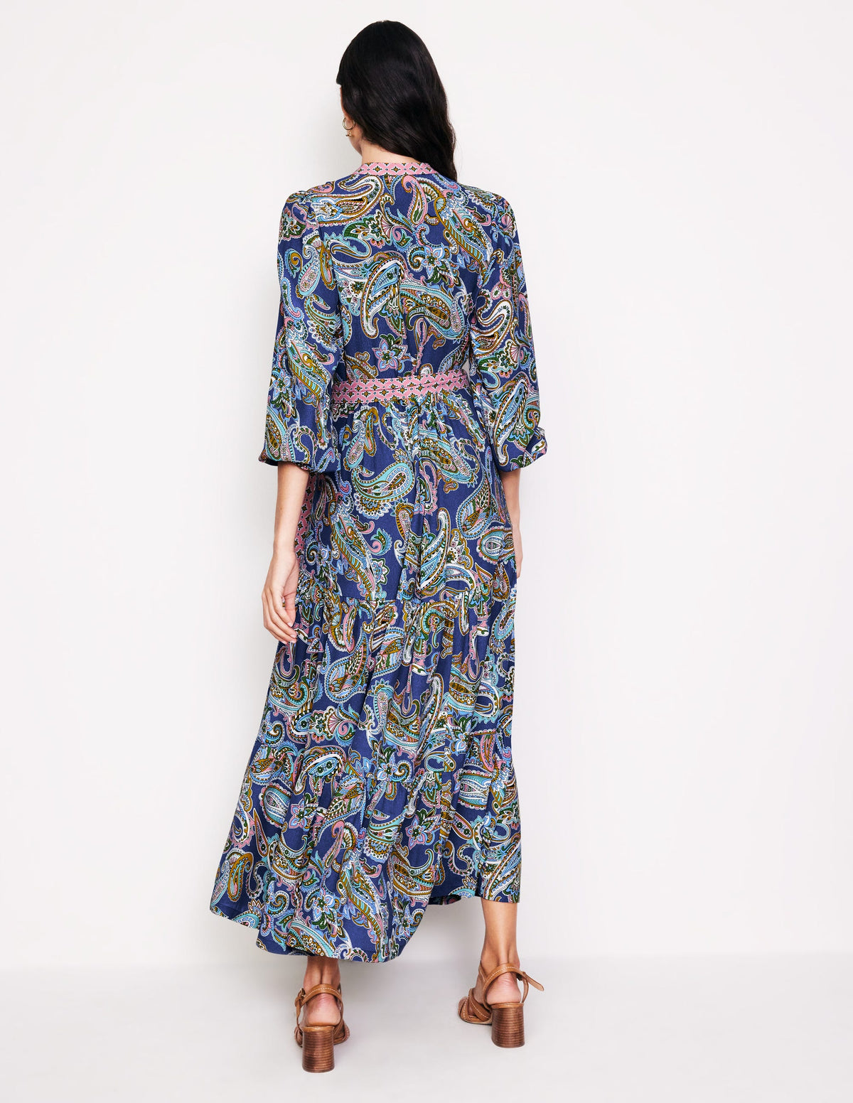 Alba Viscose Maxi Dress-Mazarine Blue, Opulent Paisley - Image 3