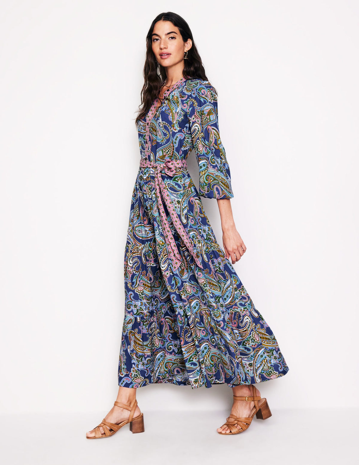 Alba Viscose Maxi Dress-Mazarine Blue, Opulent Paisley - Image 4