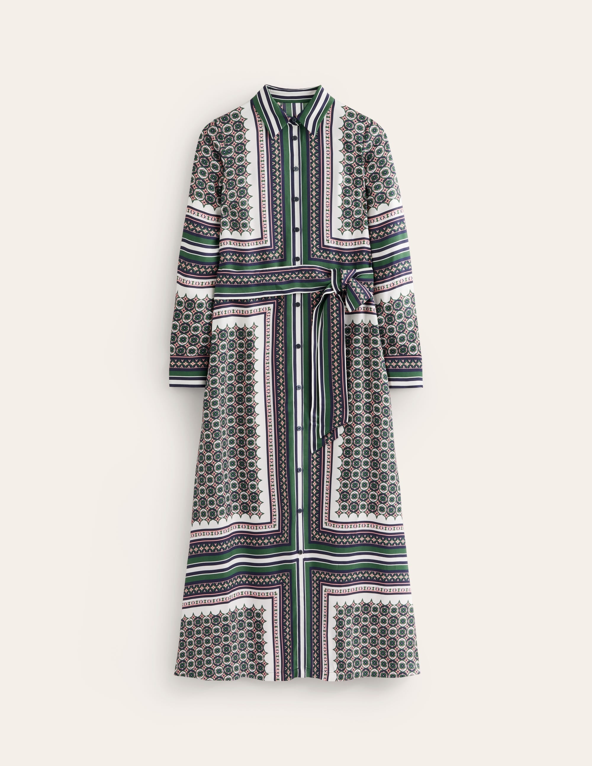Scarf Print Shirt Dress-Eden, Geo Mosaic - Image 6
