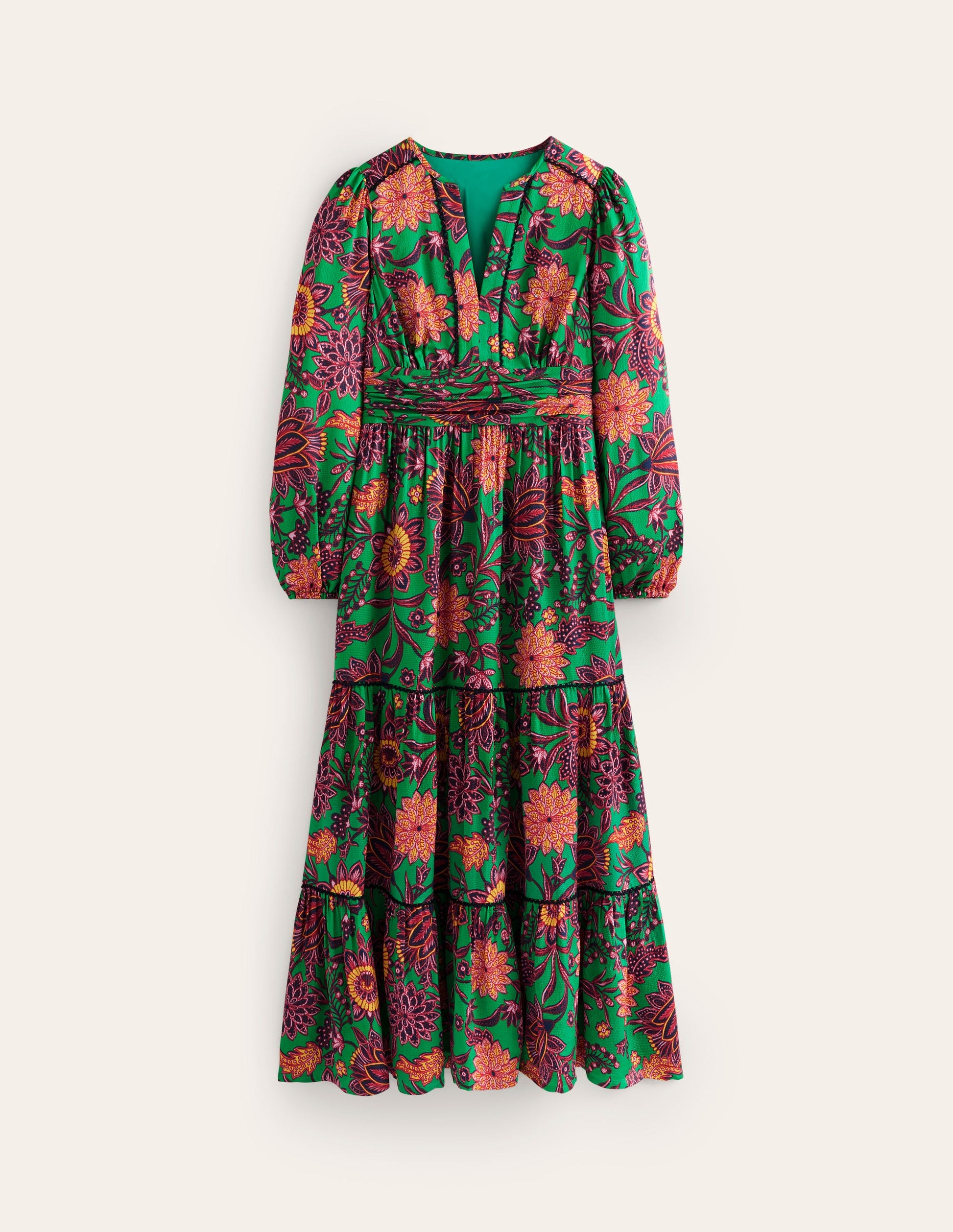 Pippa Satin Maxi Dress-Rich Emerald, Ornate Bud-6