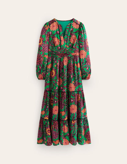 Pippa Satin Maxi Dress-Rich Emerald, Ornate Bud-6