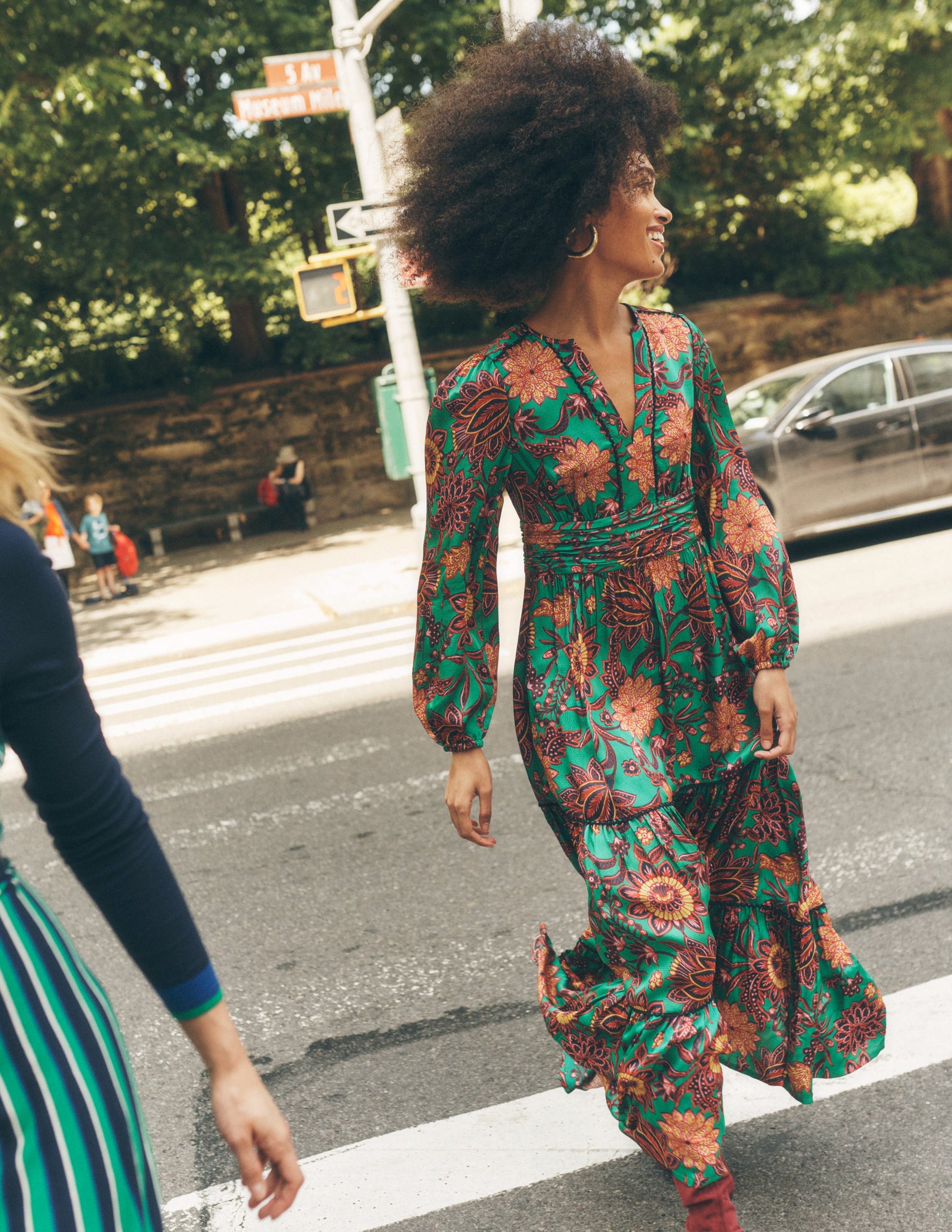 Pippa Satin Maxi Dress-Rich Emerald, Ornate Bud-5