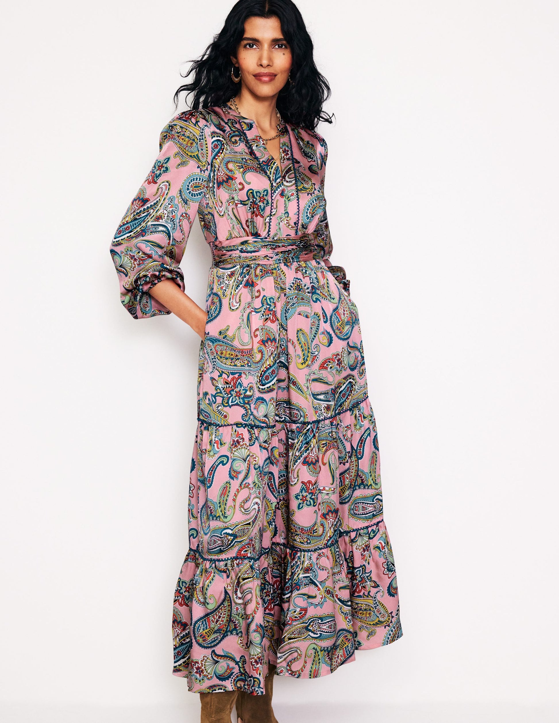 Pippa Satin Maxi Dress-Charm Pink, Opulent Paisley-1